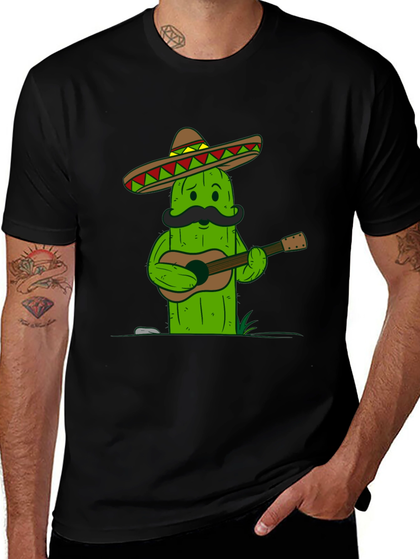 Variant 13 of Cactus Guitarist T-Shirt - Cool Graphic Tee