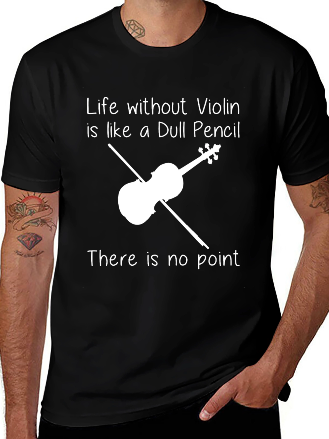 Variant 16 of Life Without Violin T-Shirt - Dull Pencil Graphic Tee