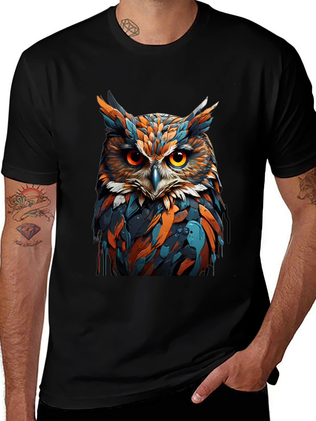 Variant 29 of Owl Graphic Print Black T-Shirt