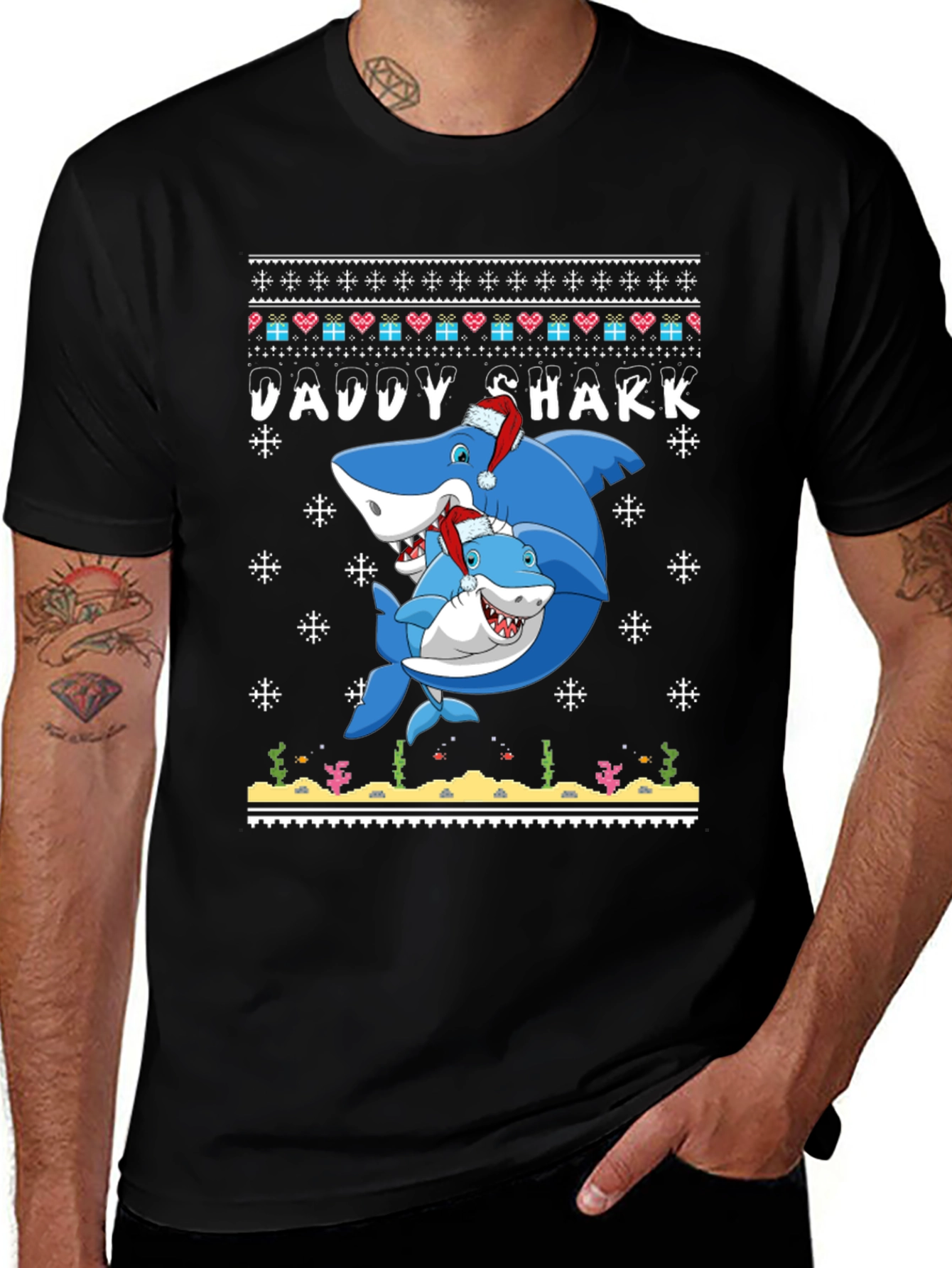 Daddy Shark Christmas Graphic Tee