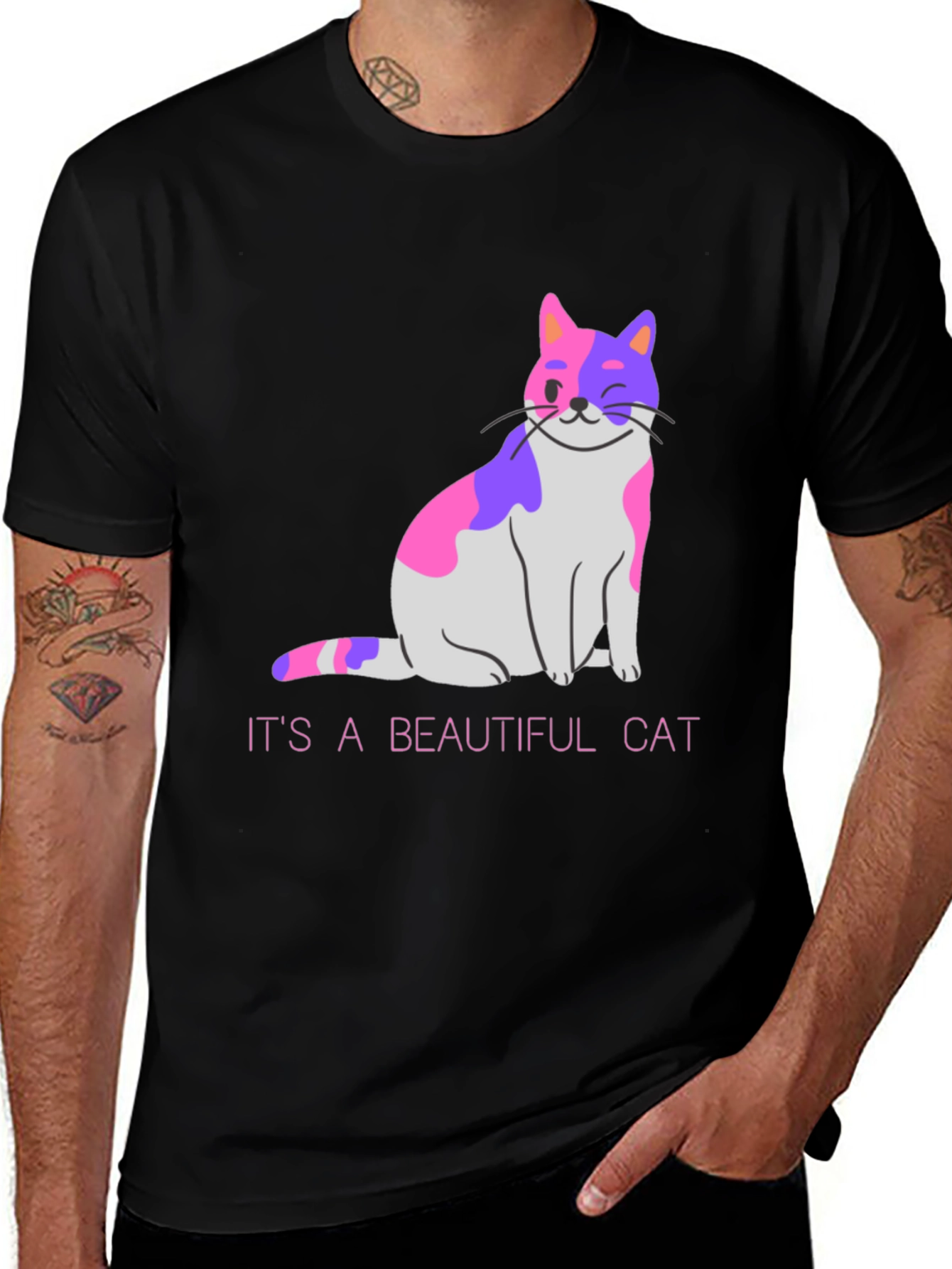 Variant 22 of Beautiful Cat Graphic Tee - Unisex Black T-Shirt