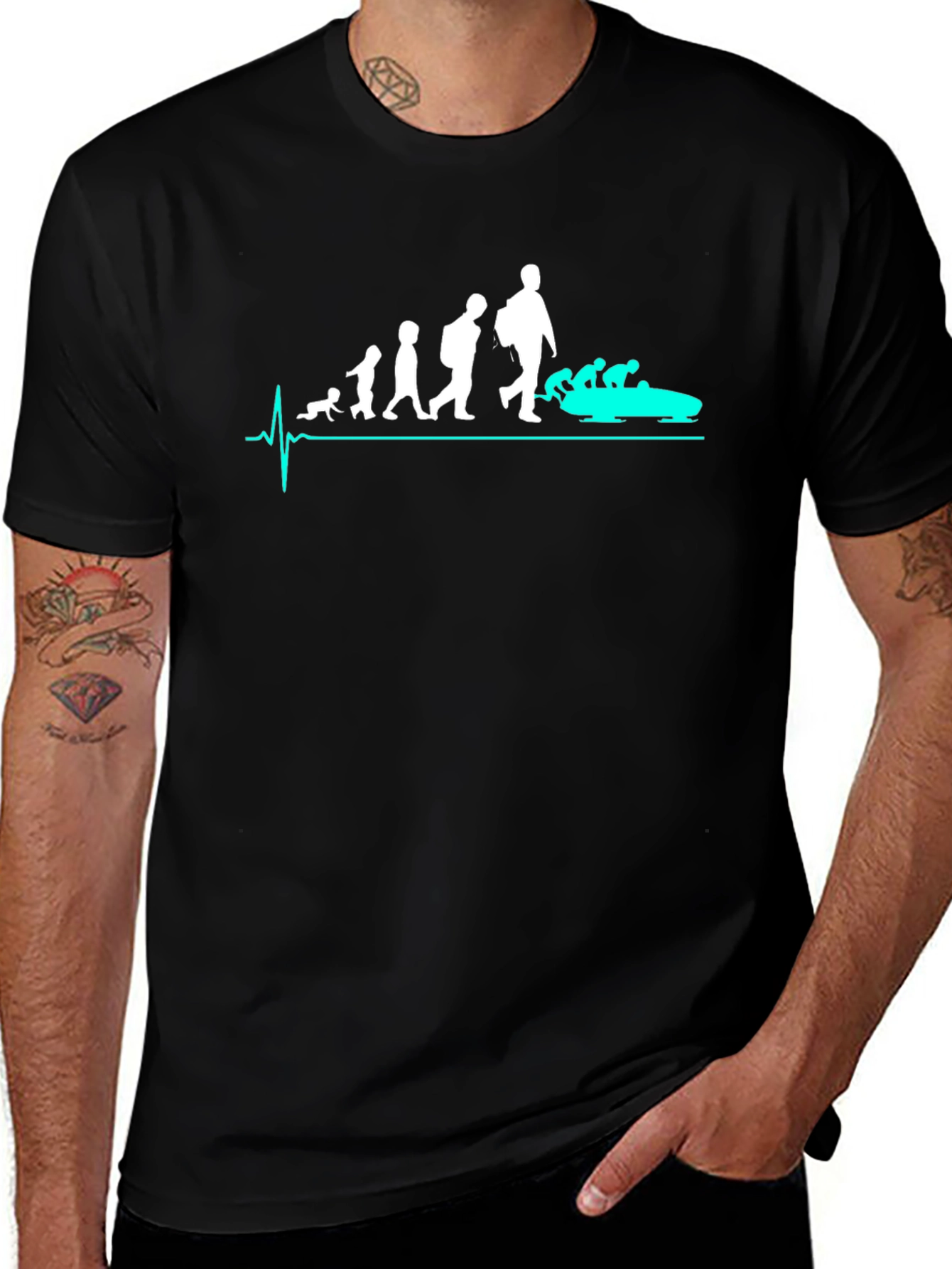Variant 28 of Evolution of Rafting Black T-Shirt