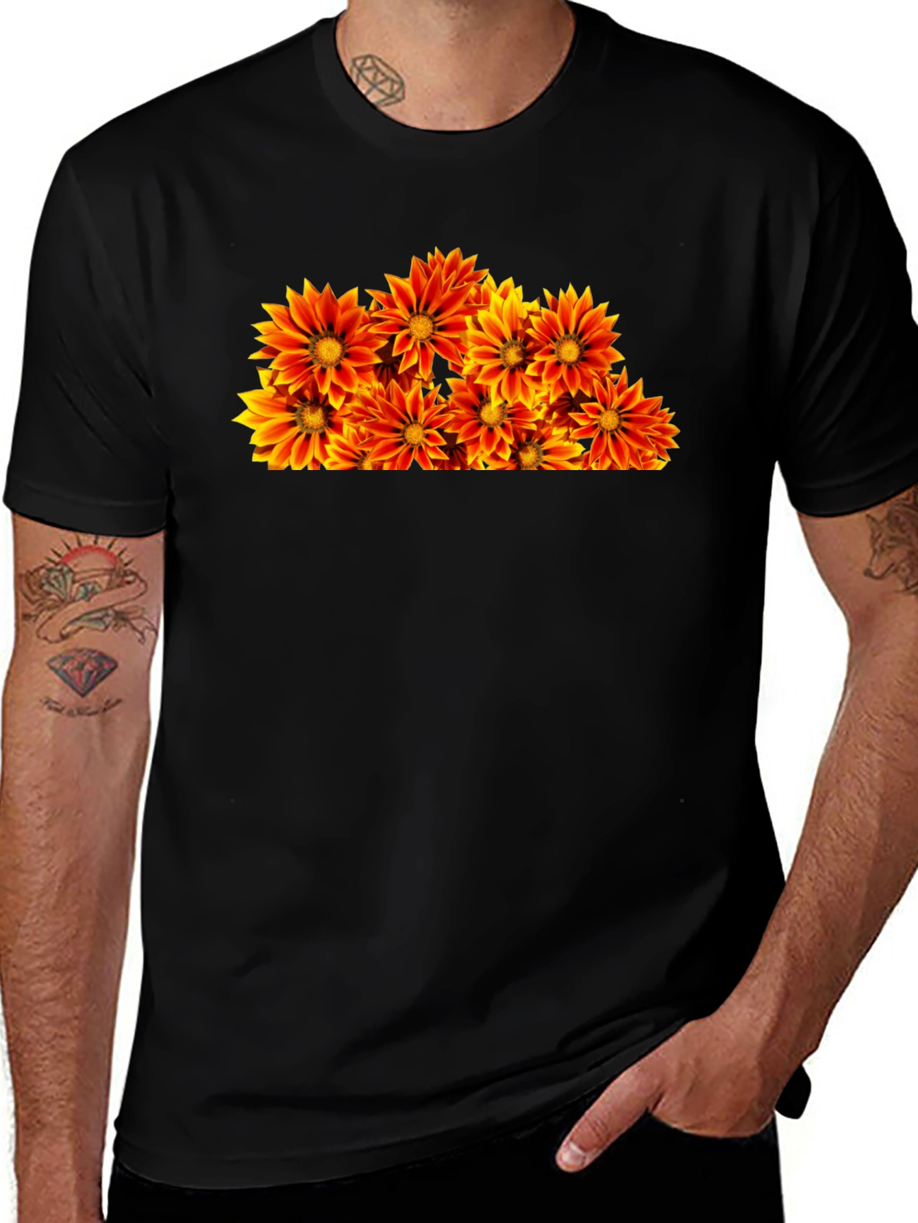 Variant 8 of Floral Graphic Black T-Shirt