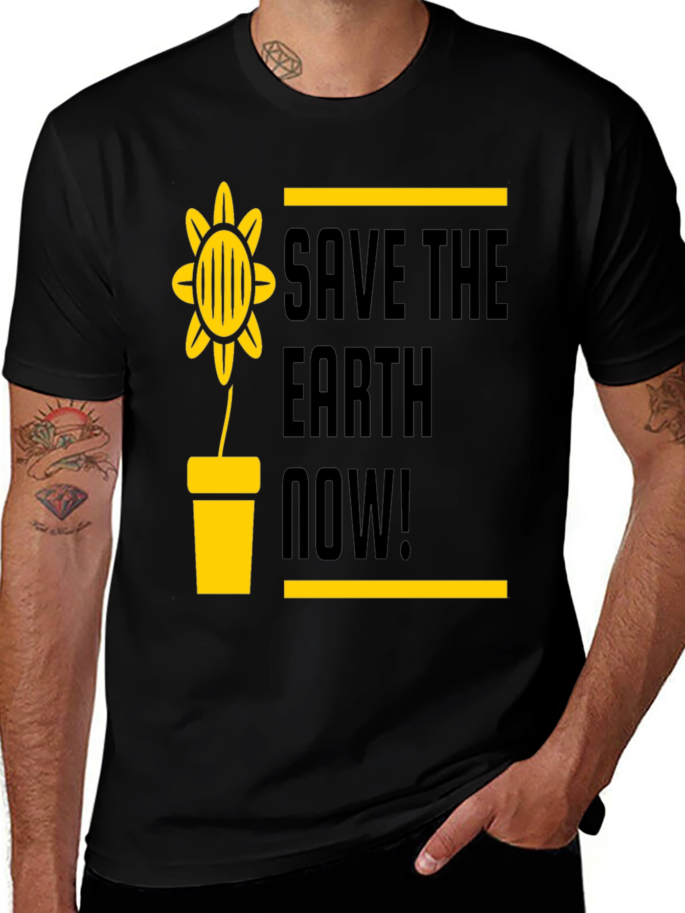 Variant 2 of Save The Earth Now T-Shirt, Black Tee