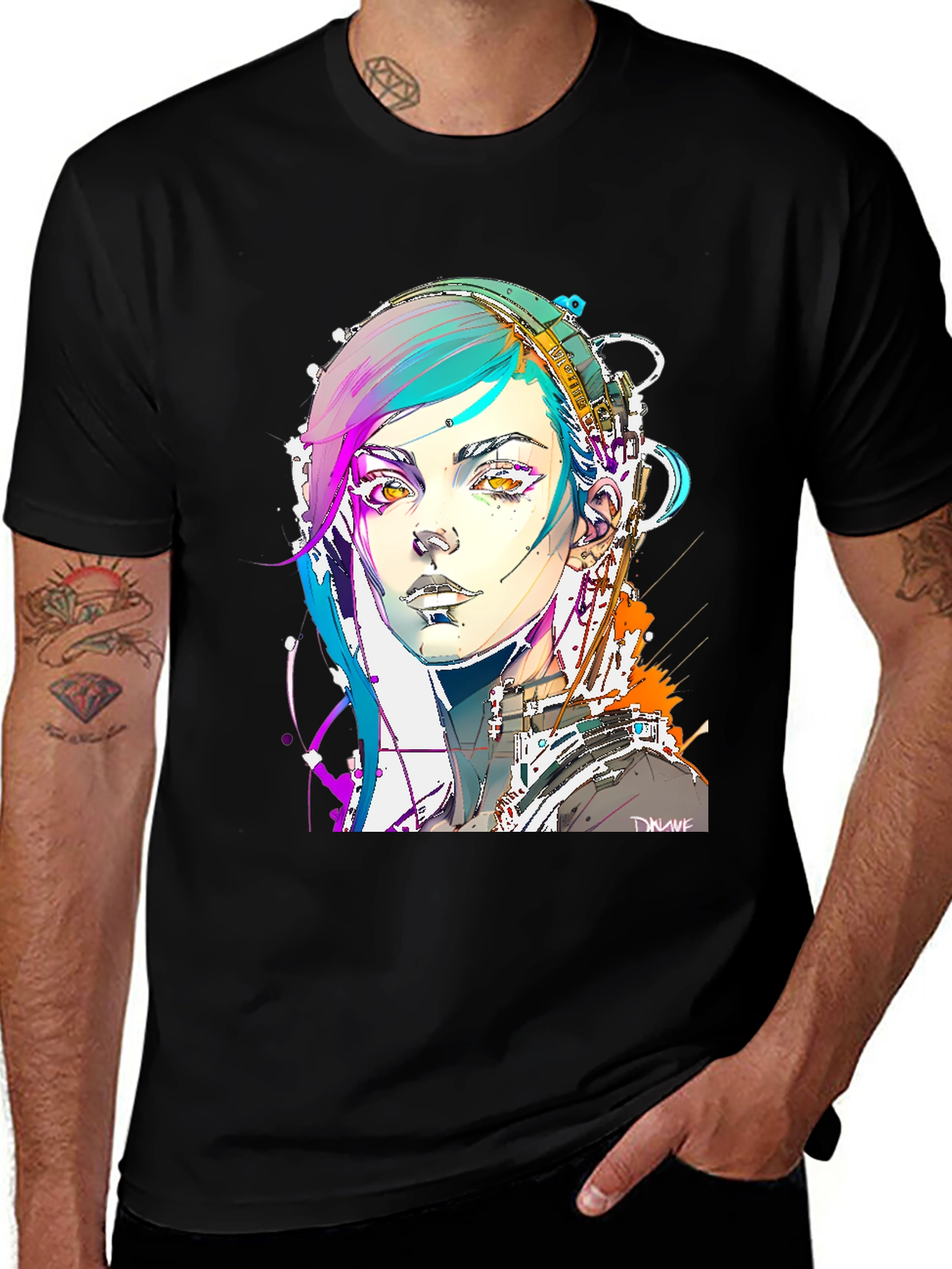 Variant 6 of Cyberpunk Girl T-Shirt: Vibrant Graphic Tee for Stylish Fans