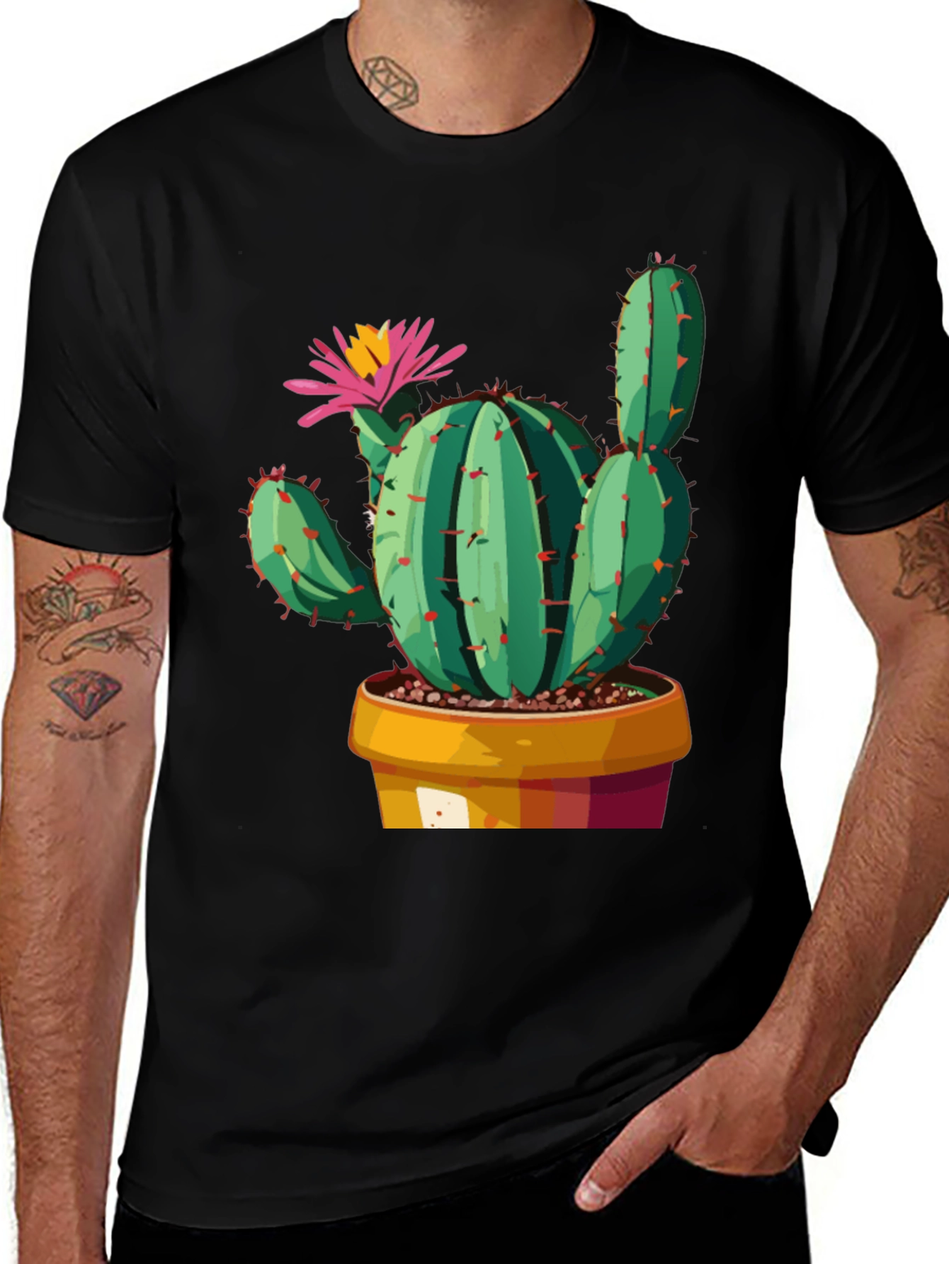 Variant 29 of Cactus Flower Graphic Tee - Trendy Unisex T-Shirt