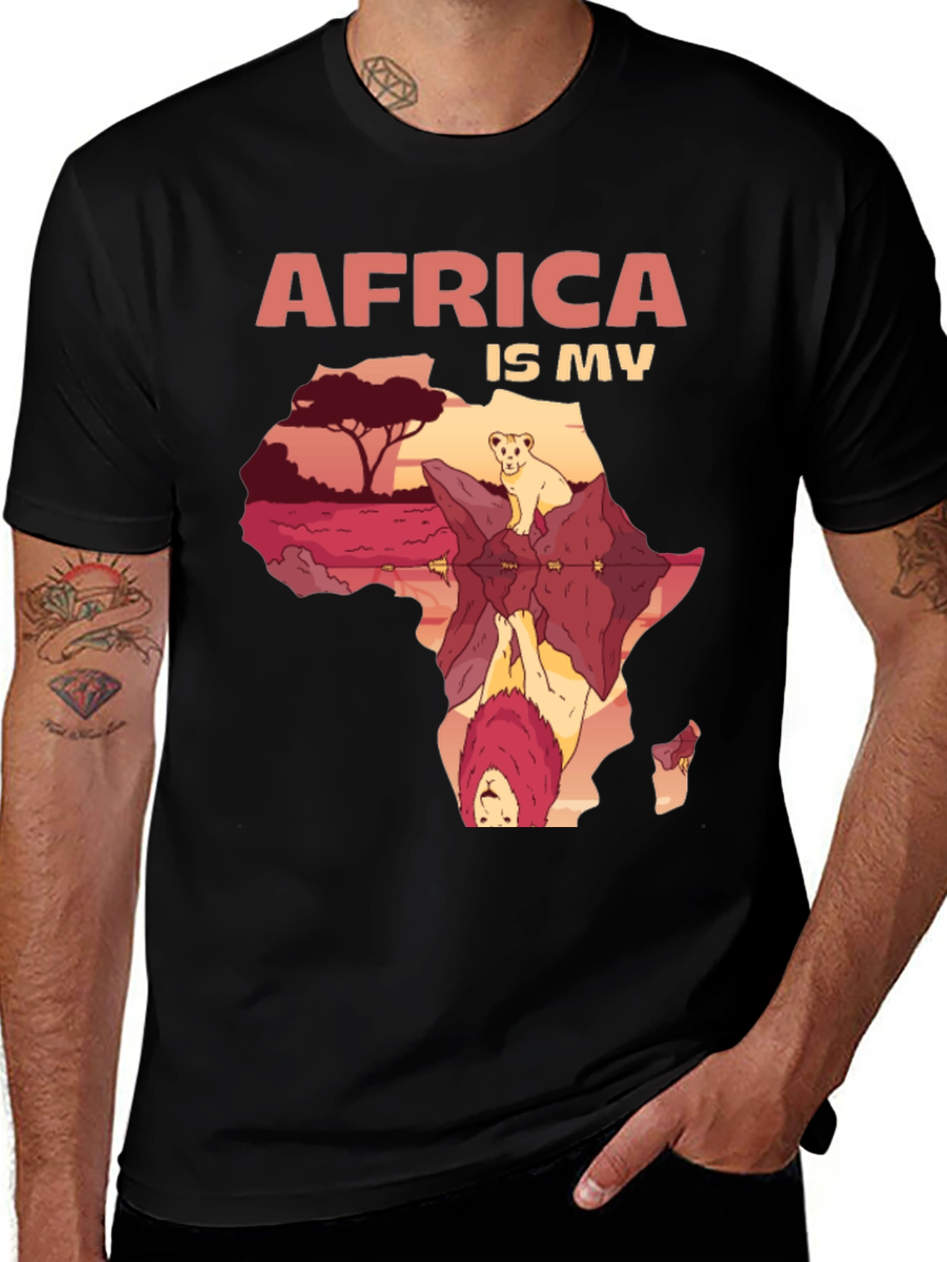 Africa Is My Home T-Shirt - Unique Lion Design