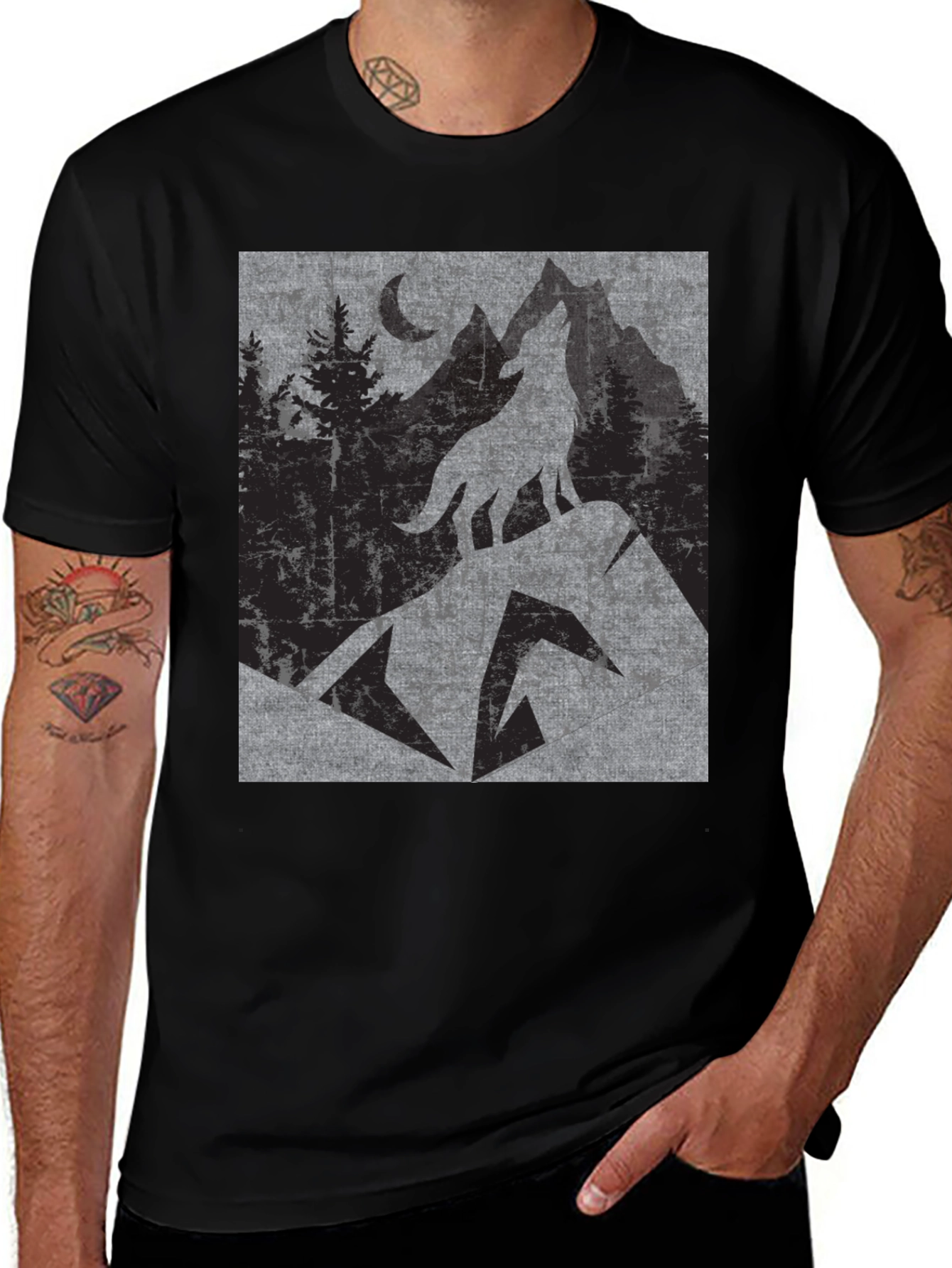 Variant 24 of Wolf Mountain T-Shirt - Nature Graphic Tee