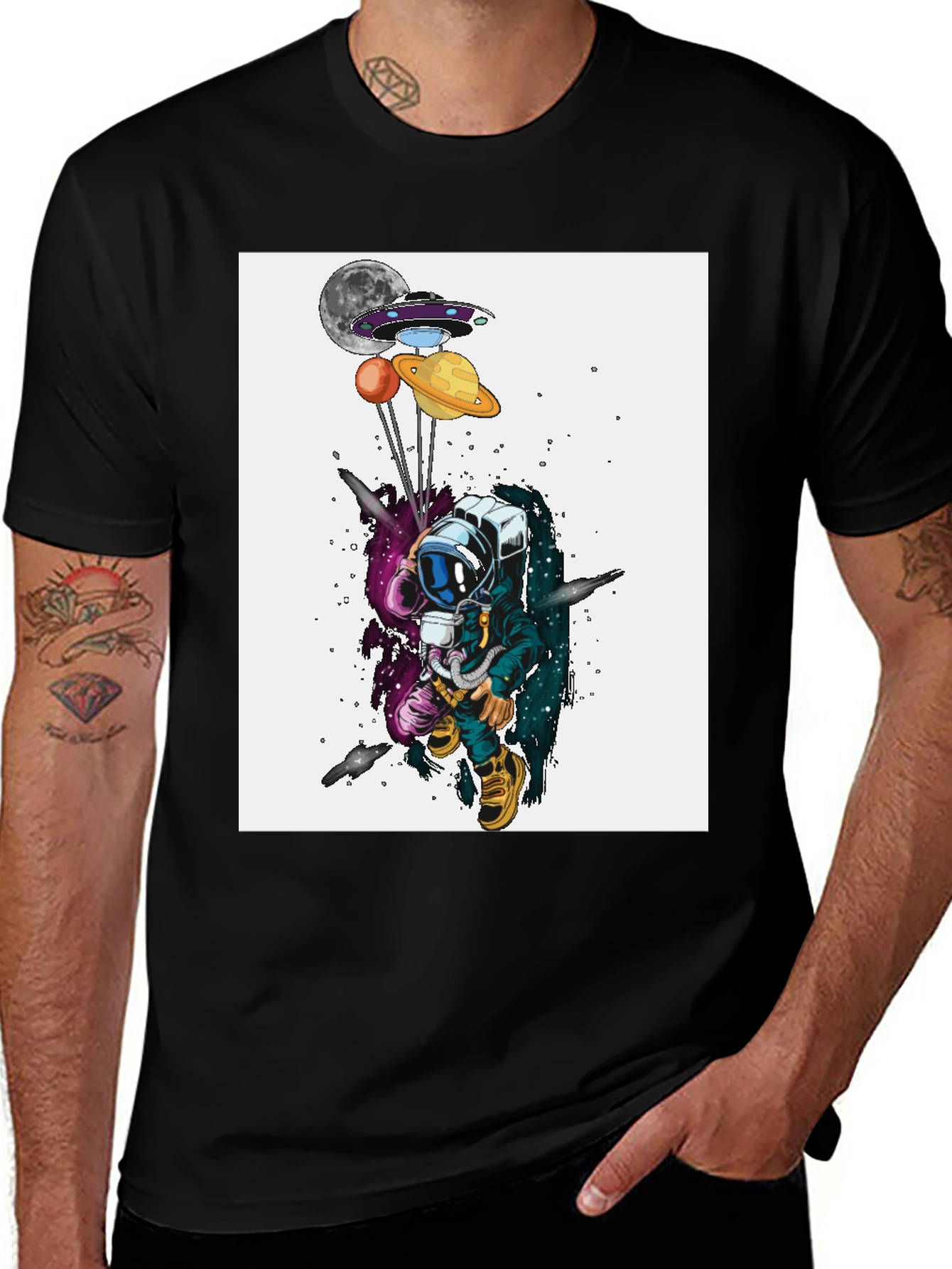 Variant 8 of Astronaut Galaxy Graphic Black T-Shirt