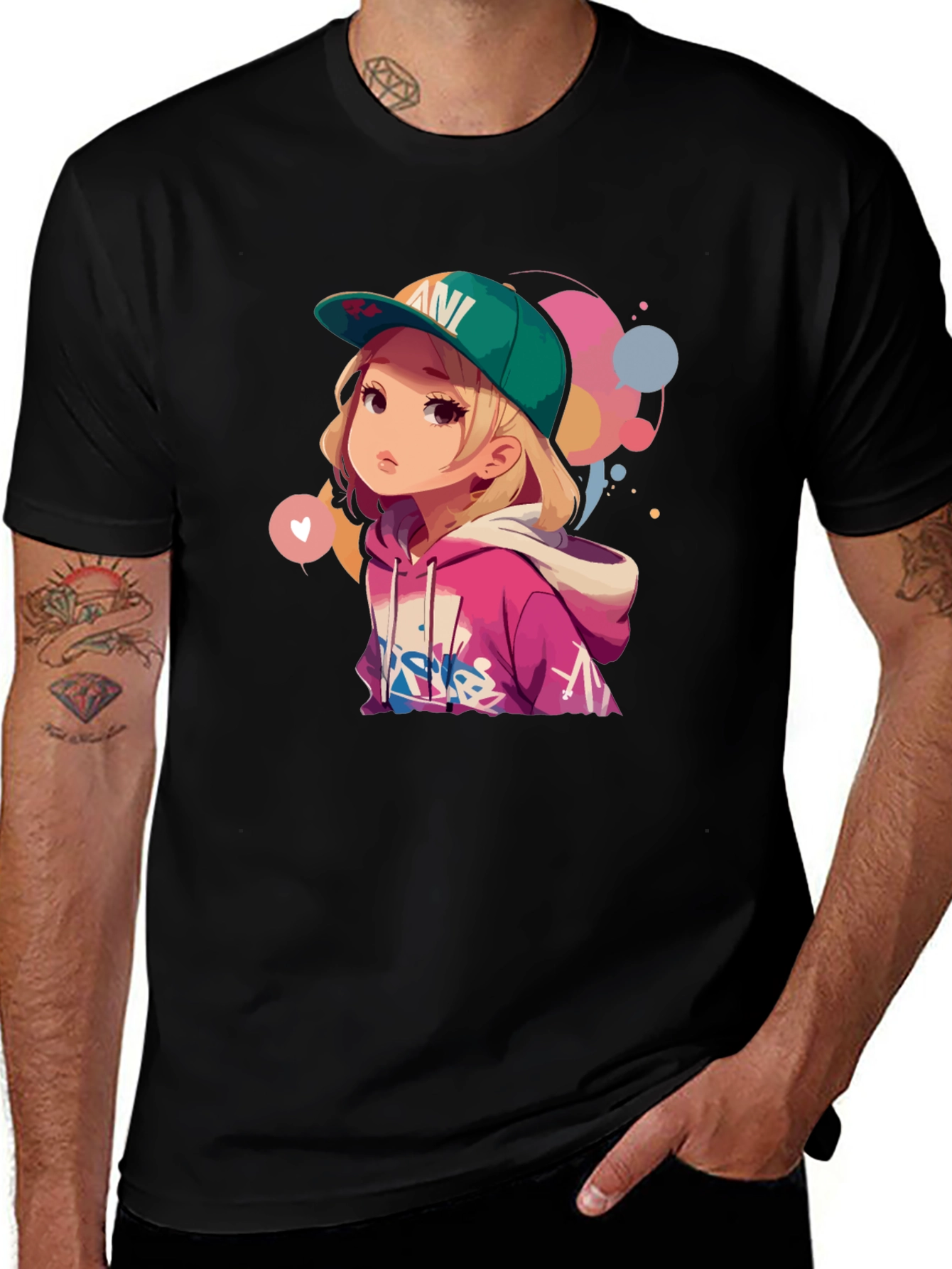 Variant 11 of Anime Girl Graphic Tee - Stylish Black T-Shirt