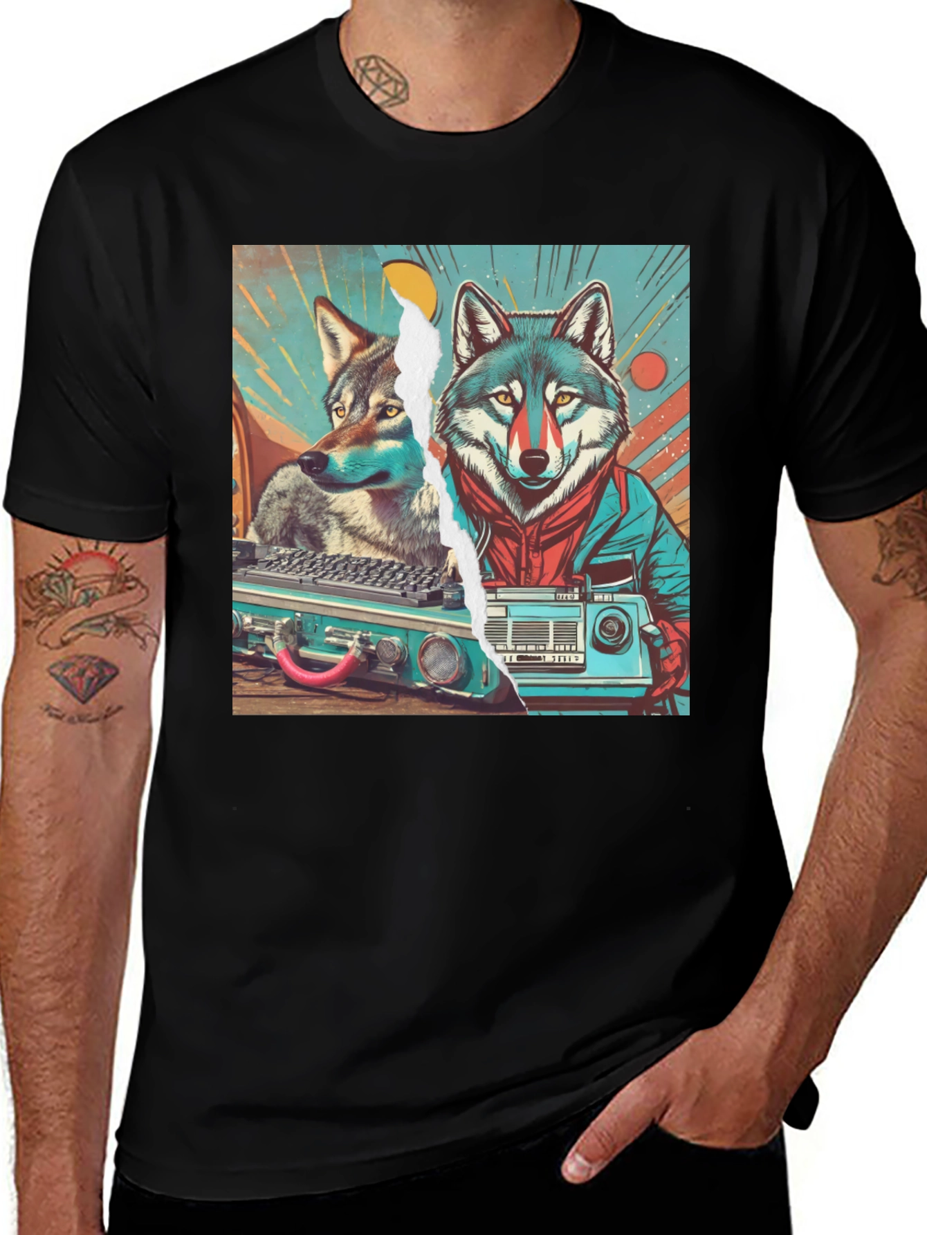 Variant 27 of Retro Wolf Graphic Tee