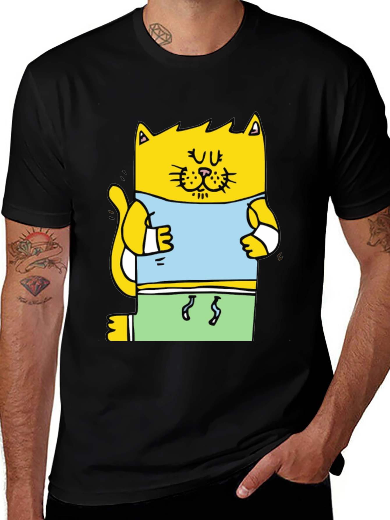 Variant 19 of Cartoon Cat T-Shirt - Black