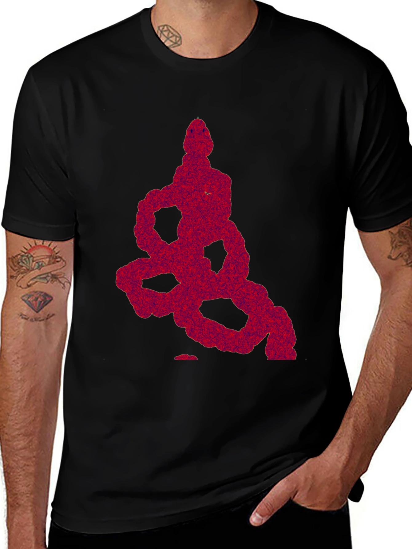 Variant 25 of Abstract Snake Graphic Tee - Men's Black T-Shirt