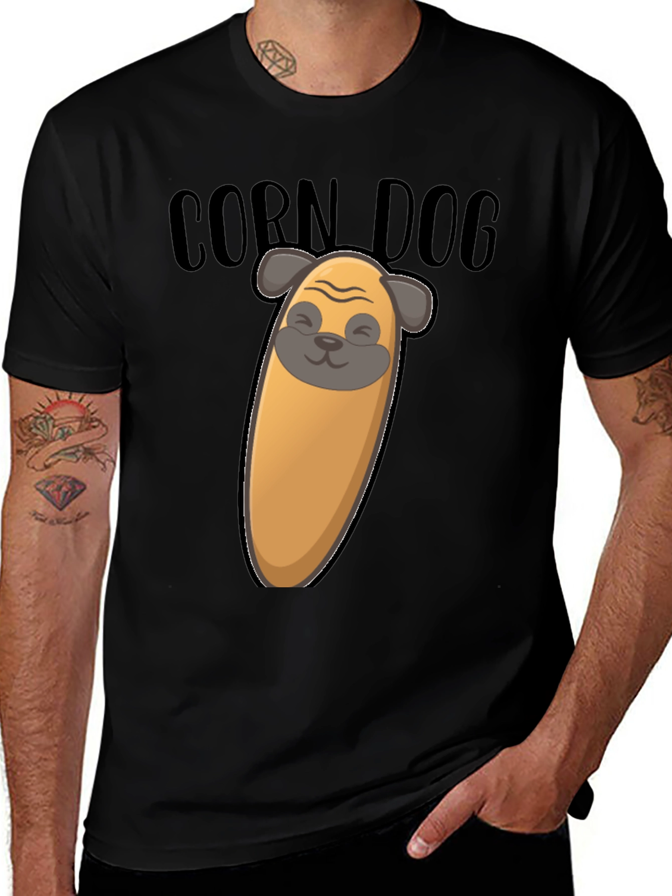 Variant 13 of Corn Dog Pug Funny Graphic Tee