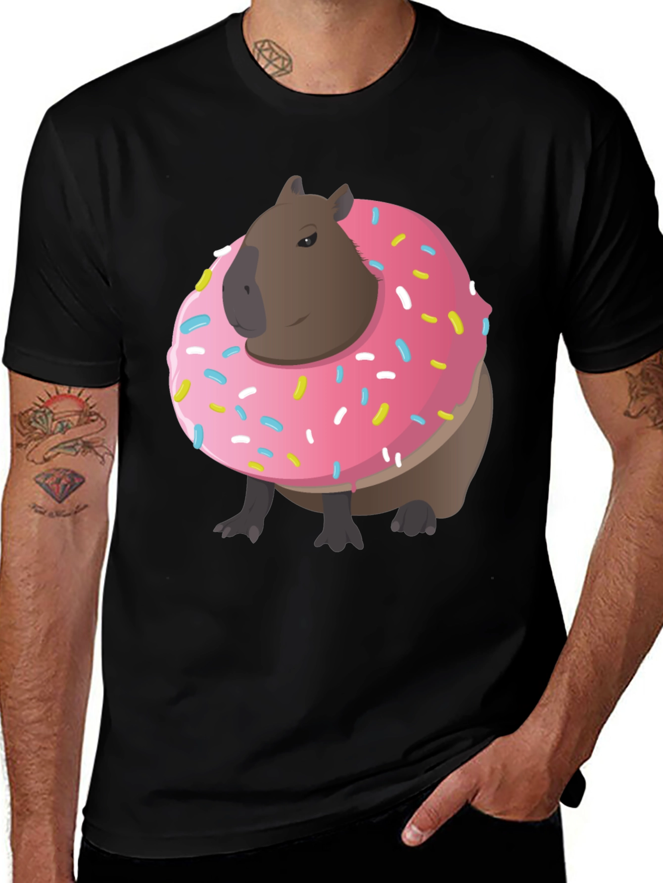 Variant 17 of Capybara Donut T-Shirt - Funny Graphic Tee
