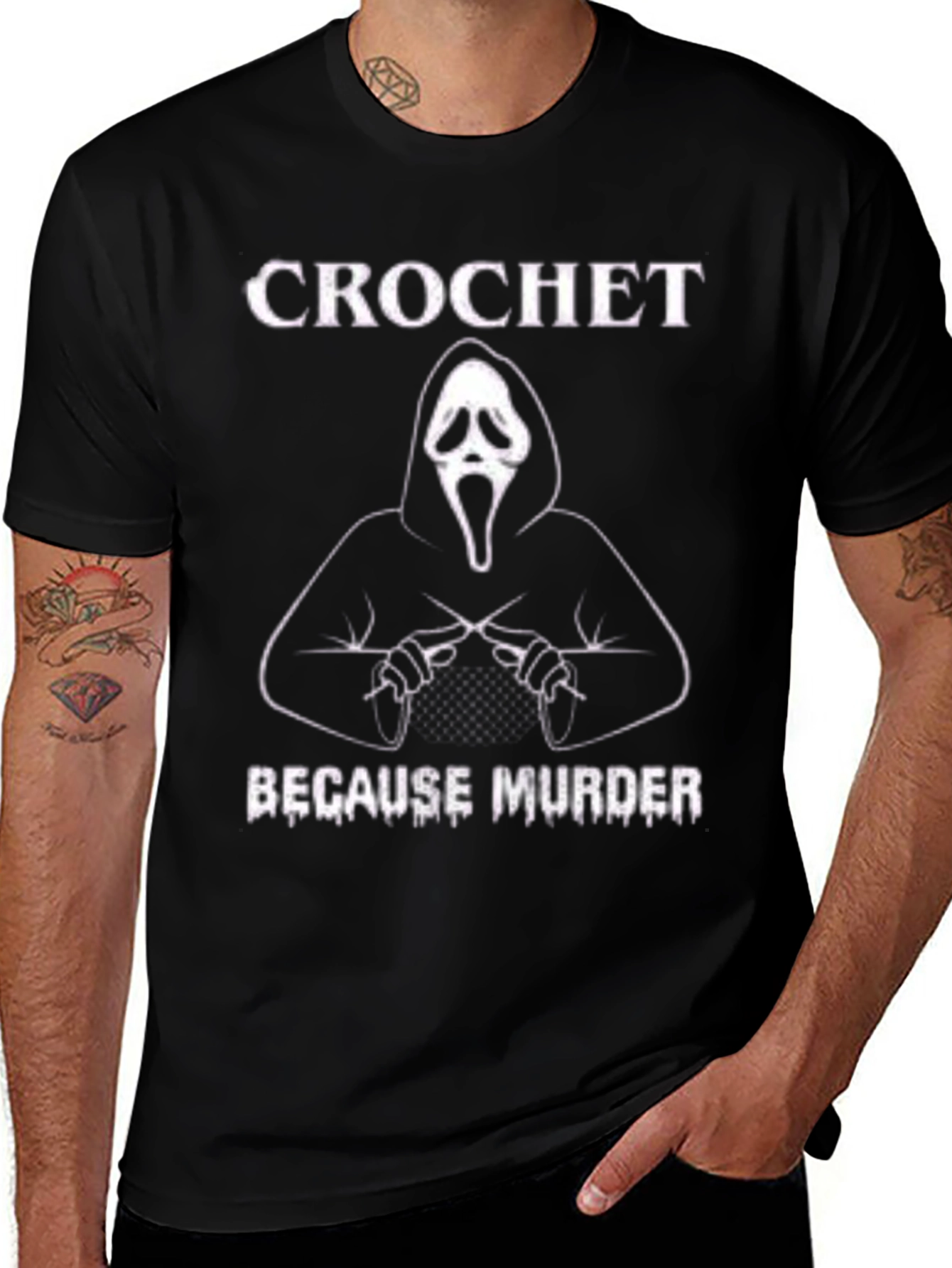 Variant 29 of Crochet Because Murder Graphic Tee - Black