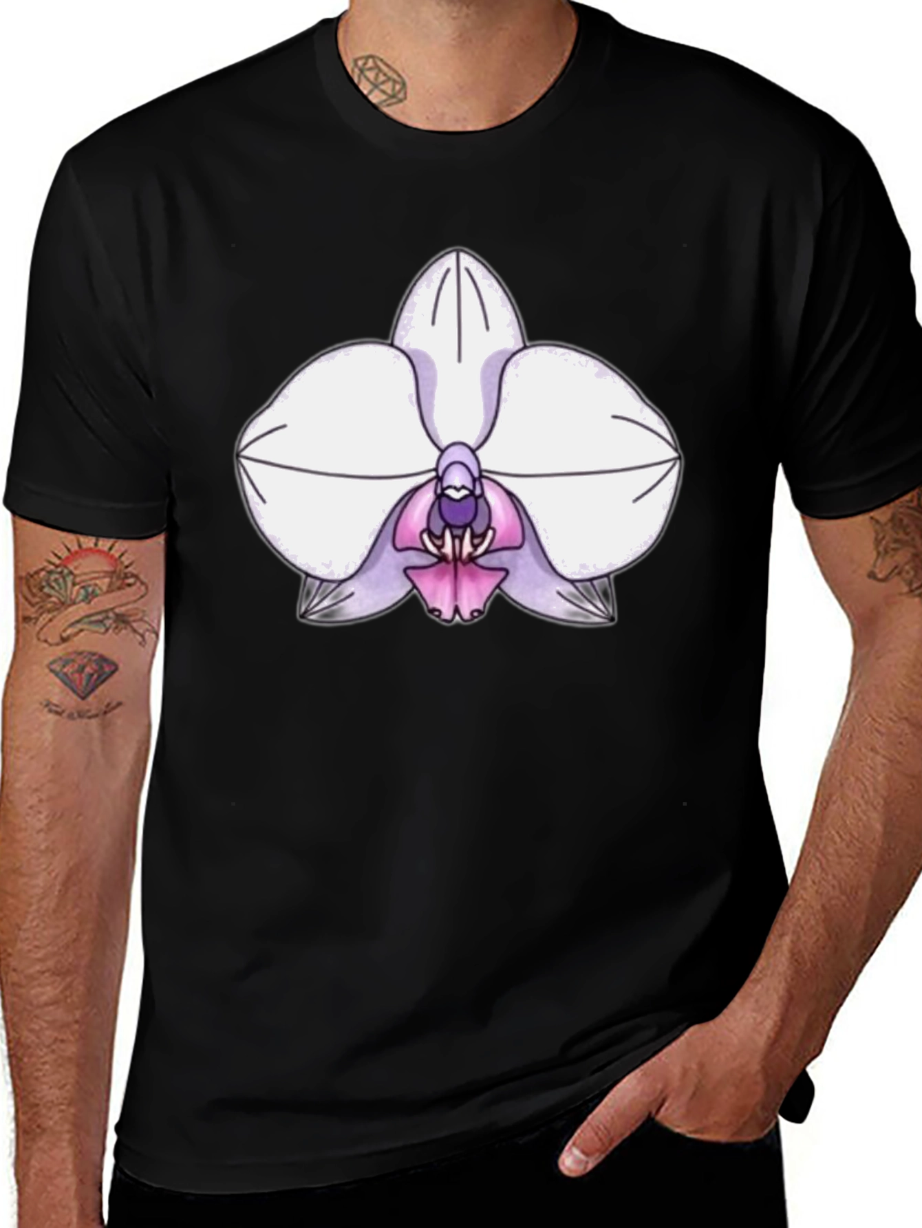 Variant 22 of Orchid Graphic Tee - Black Cotton Blend