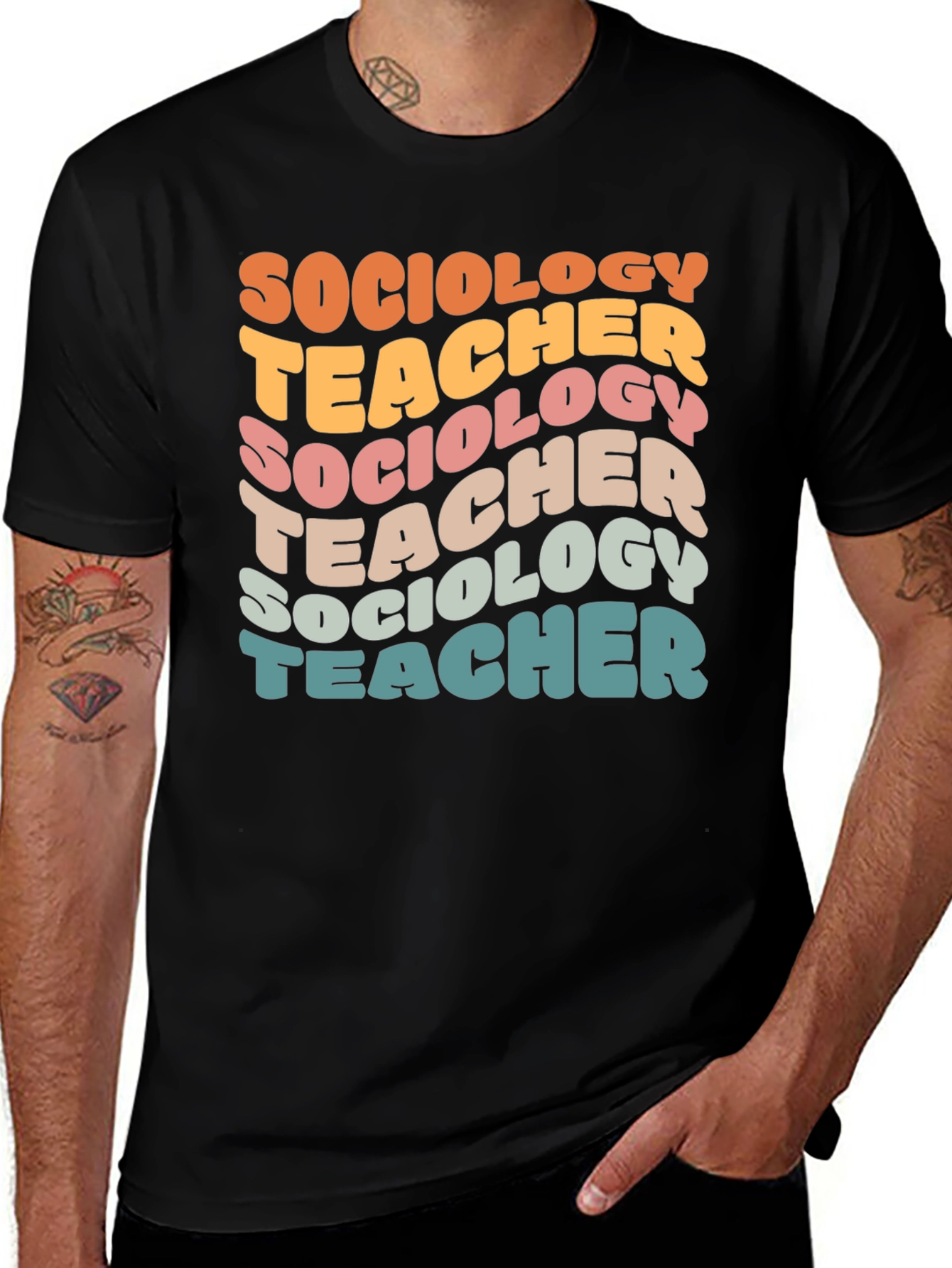 Variant 4 of Sociology Teacher Retro Style Black T-Shirt