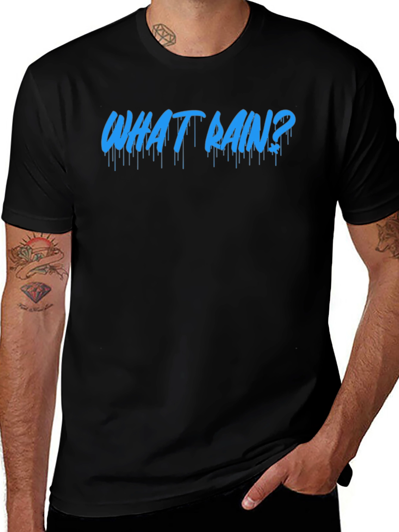Variant 12 of What Rain? Graphic Print Black T-Shirt