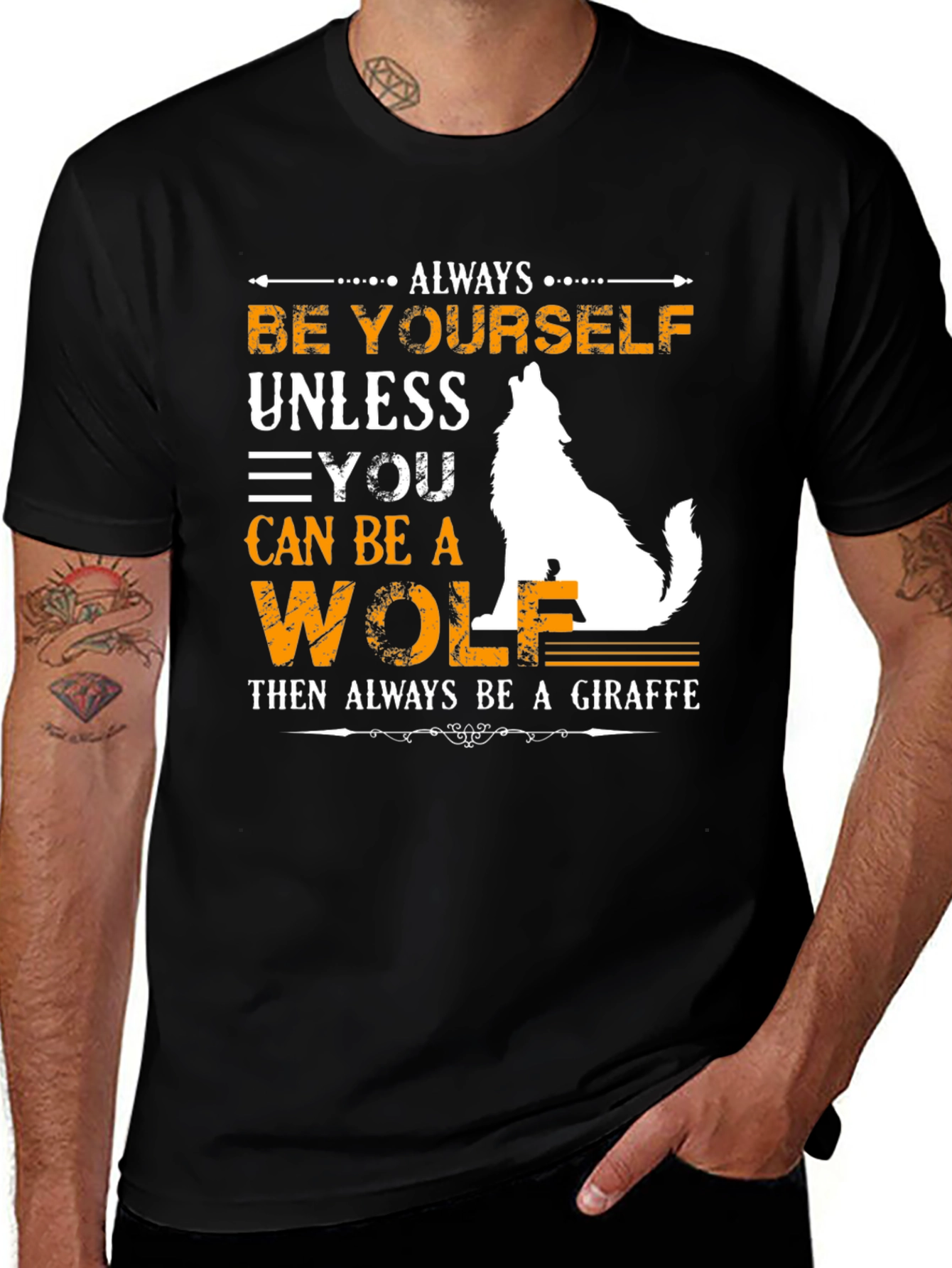 Variant 8 of Be Yourself Wolf/Giraffe Graphic Tee