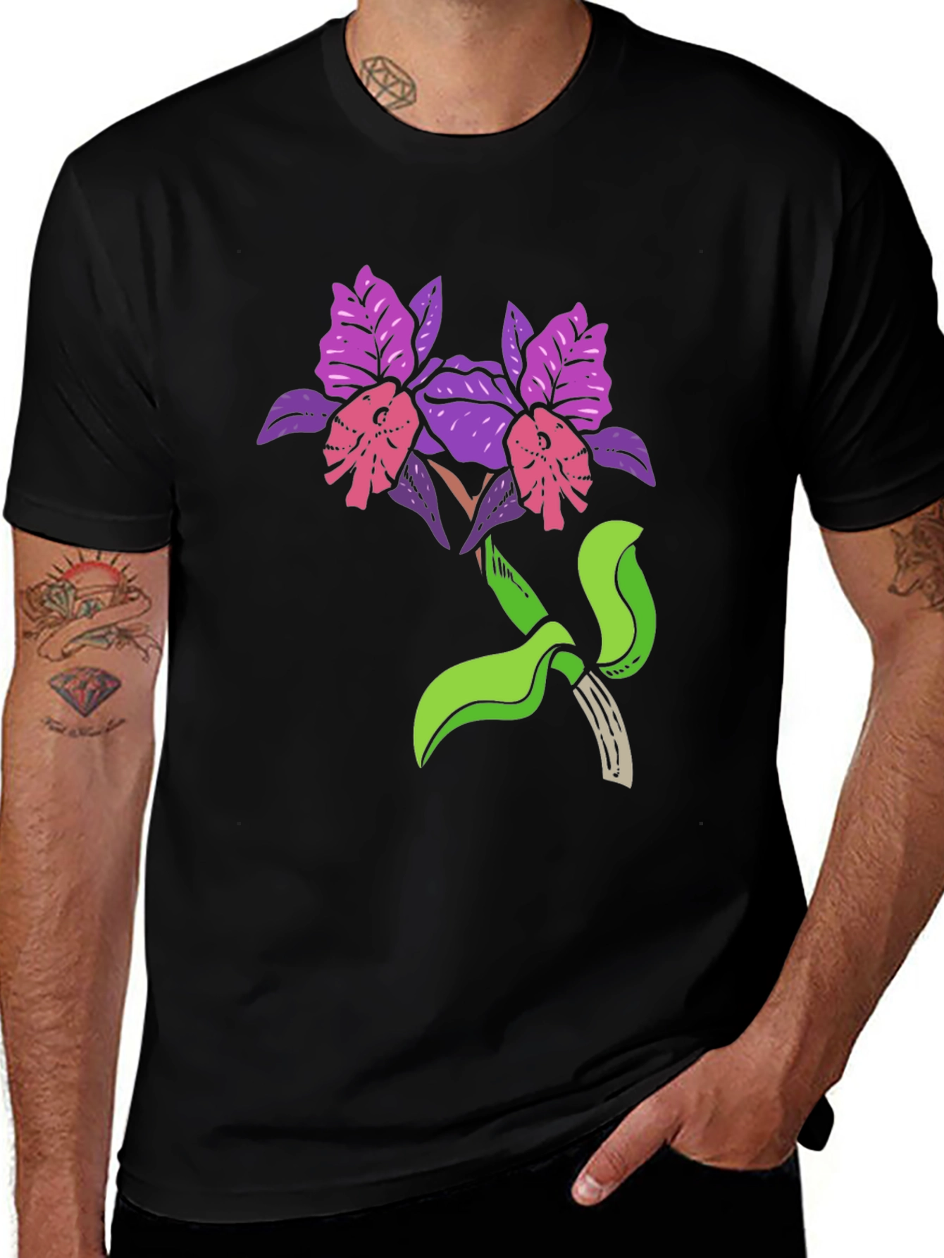 Variant 10 of Floral Orchid Graphic Tee - Casual Style