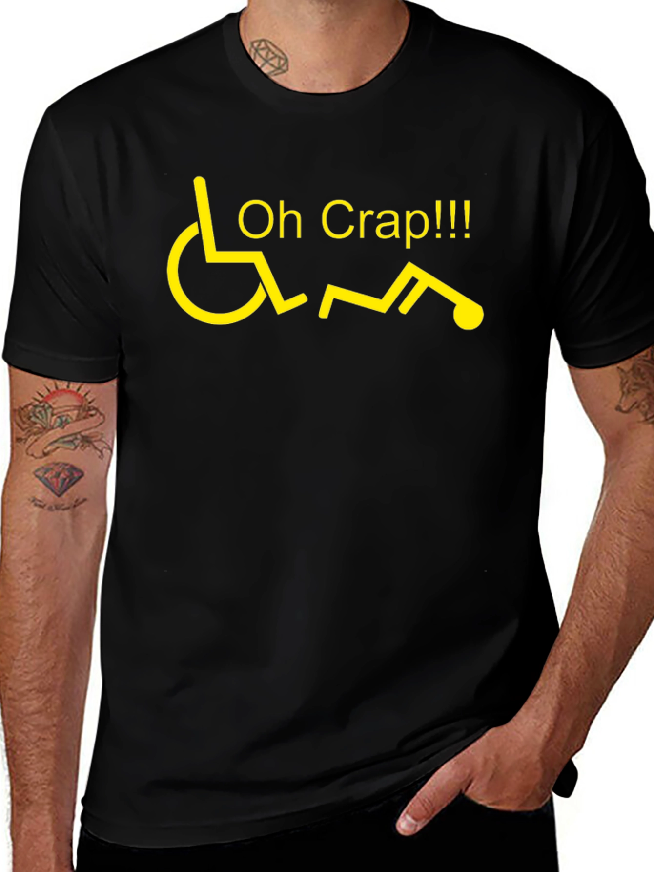 Variant 12 of Oh Crap Wheelchair Humor Graphic T-Shirt