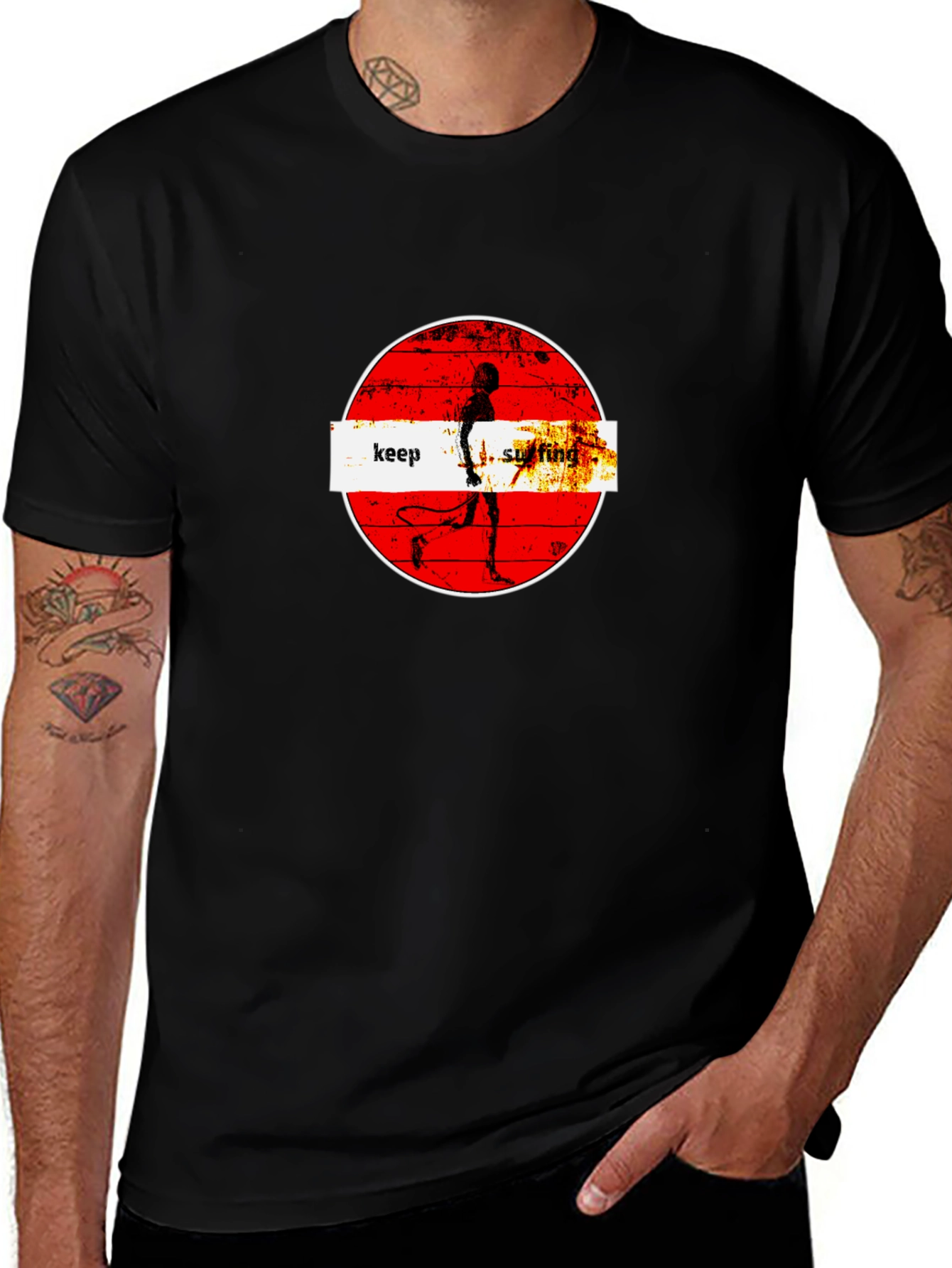 Variant 23 of Keep Surfing Graphic Tee - Unisex Black T-Shirt