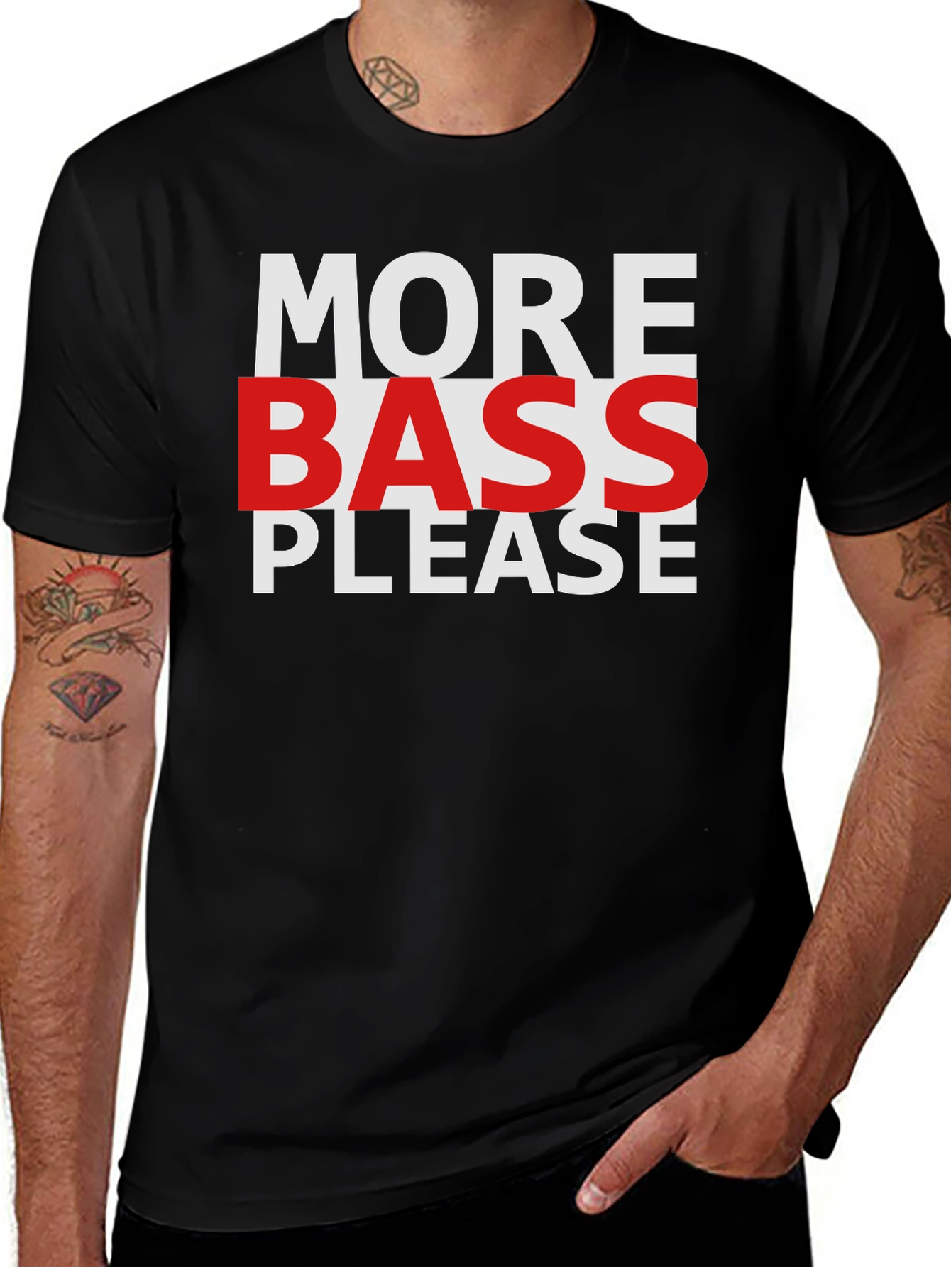 Variant 29 of More Bass Please Graphic Tee - Music Lover T-Shirt