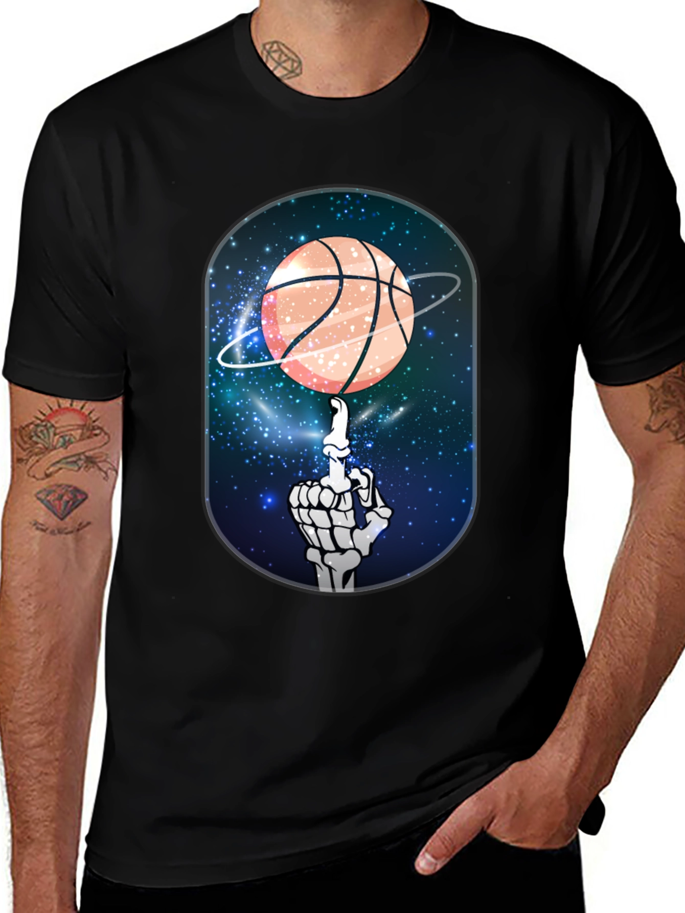 Variant 10 of Basketball Galaxy Skeleton Graphic Tee