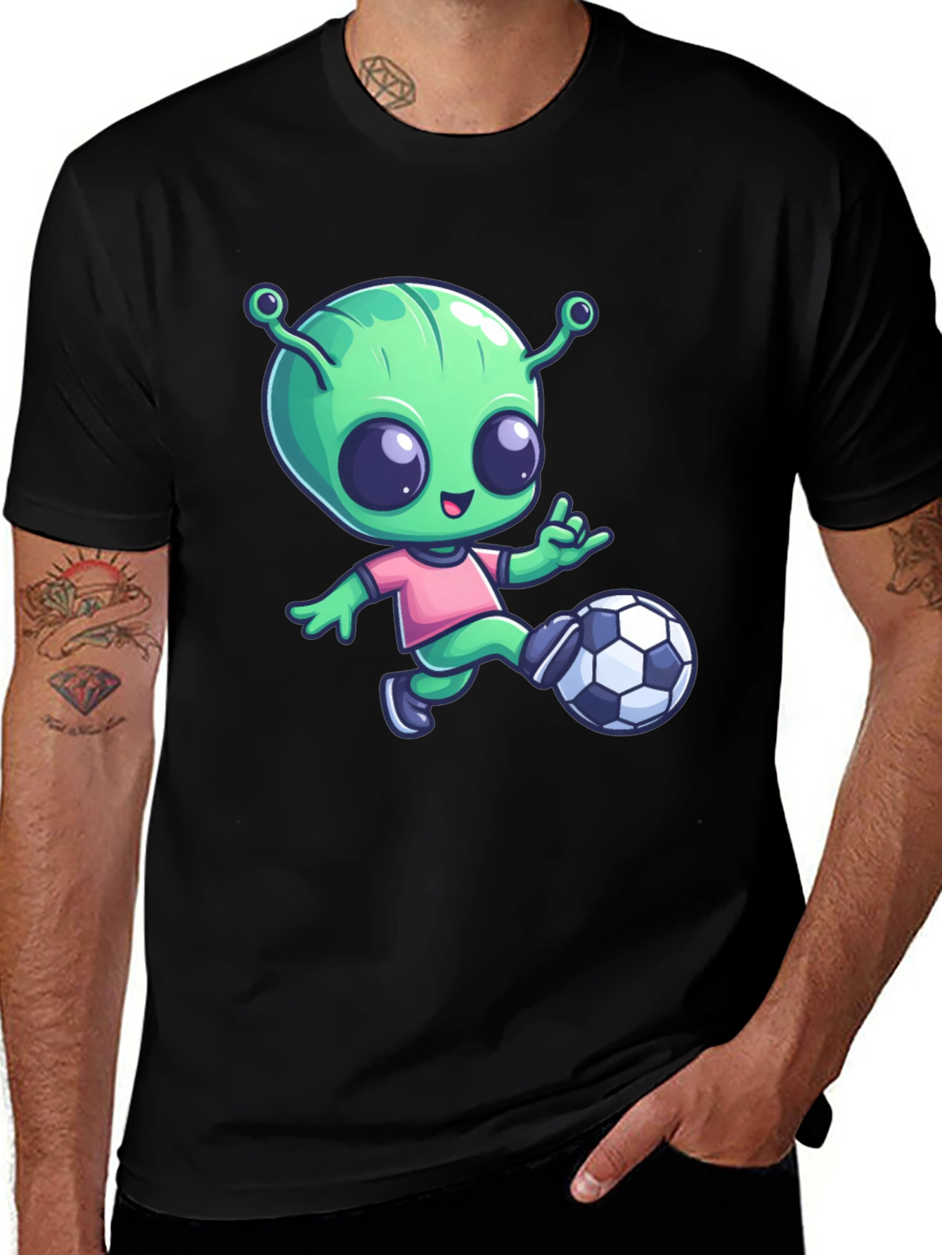 Variant 21 of Alien Soccer T-Shirt - Fun Cartoon Design