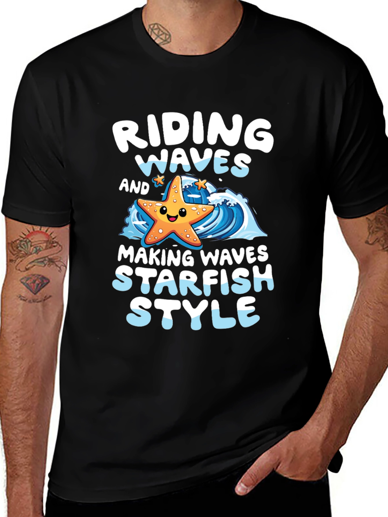 Variant 4 of Riding Waves Starfish Style Graphic T-Shirt