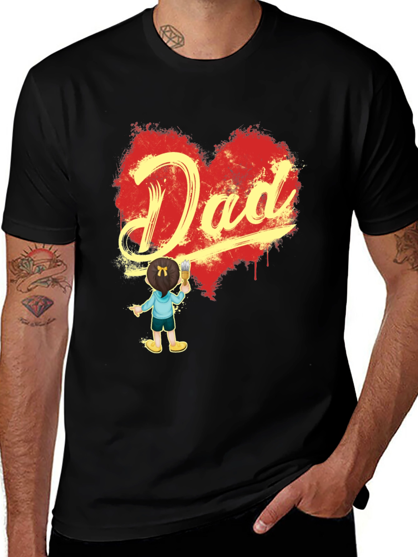 Dad Heart Painting T-Shirt - Father's Day Gift