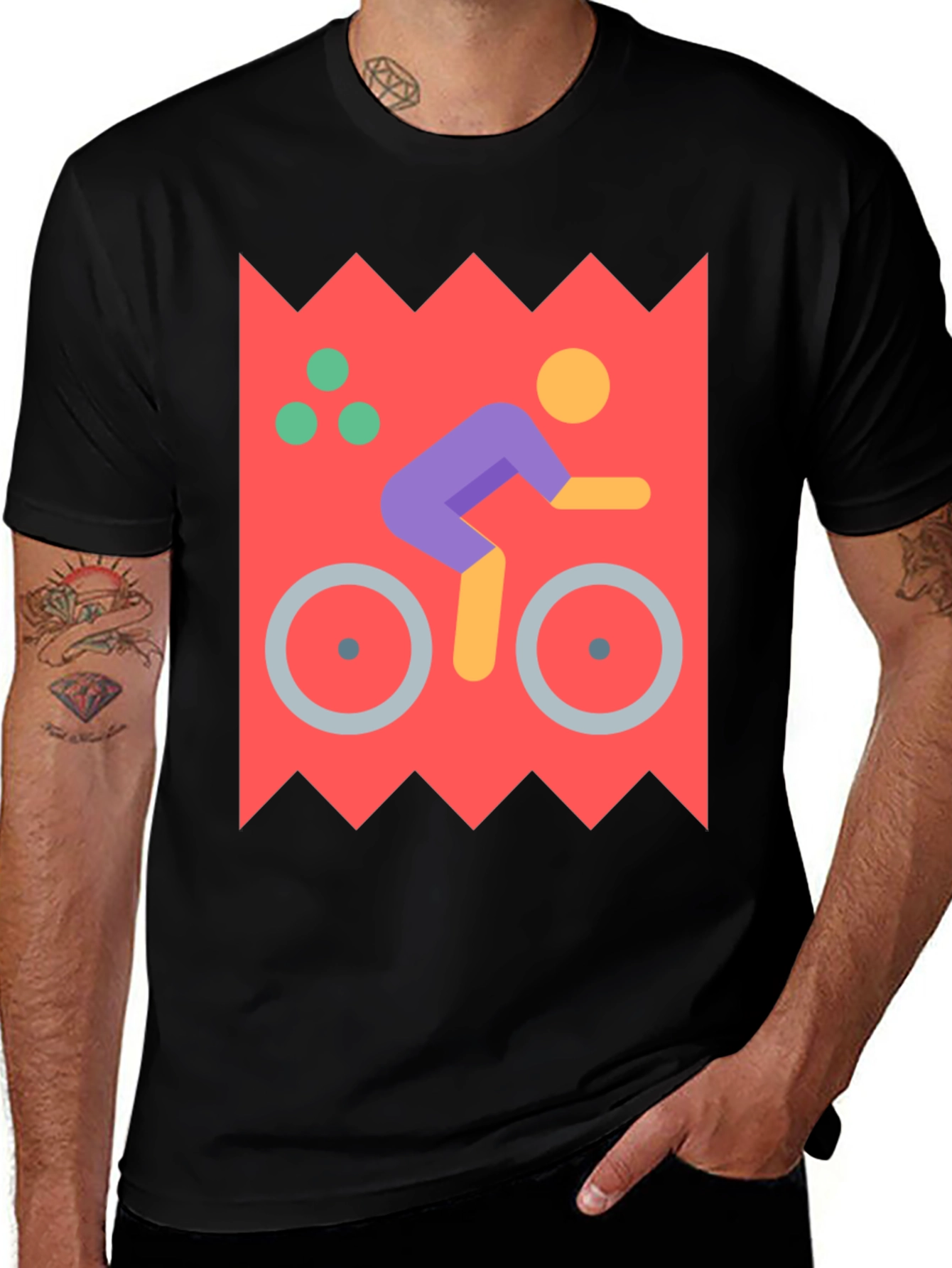 Variant 10 of Cycling Graphic Tee - Unique Design, Black Shirt