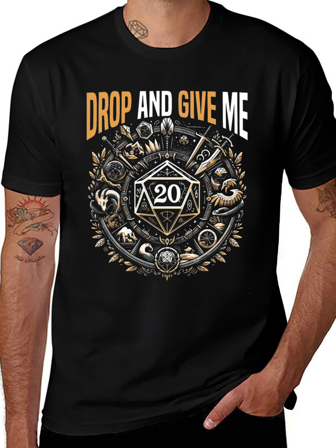 Drop and Give Me 20 Black Graphic Tee