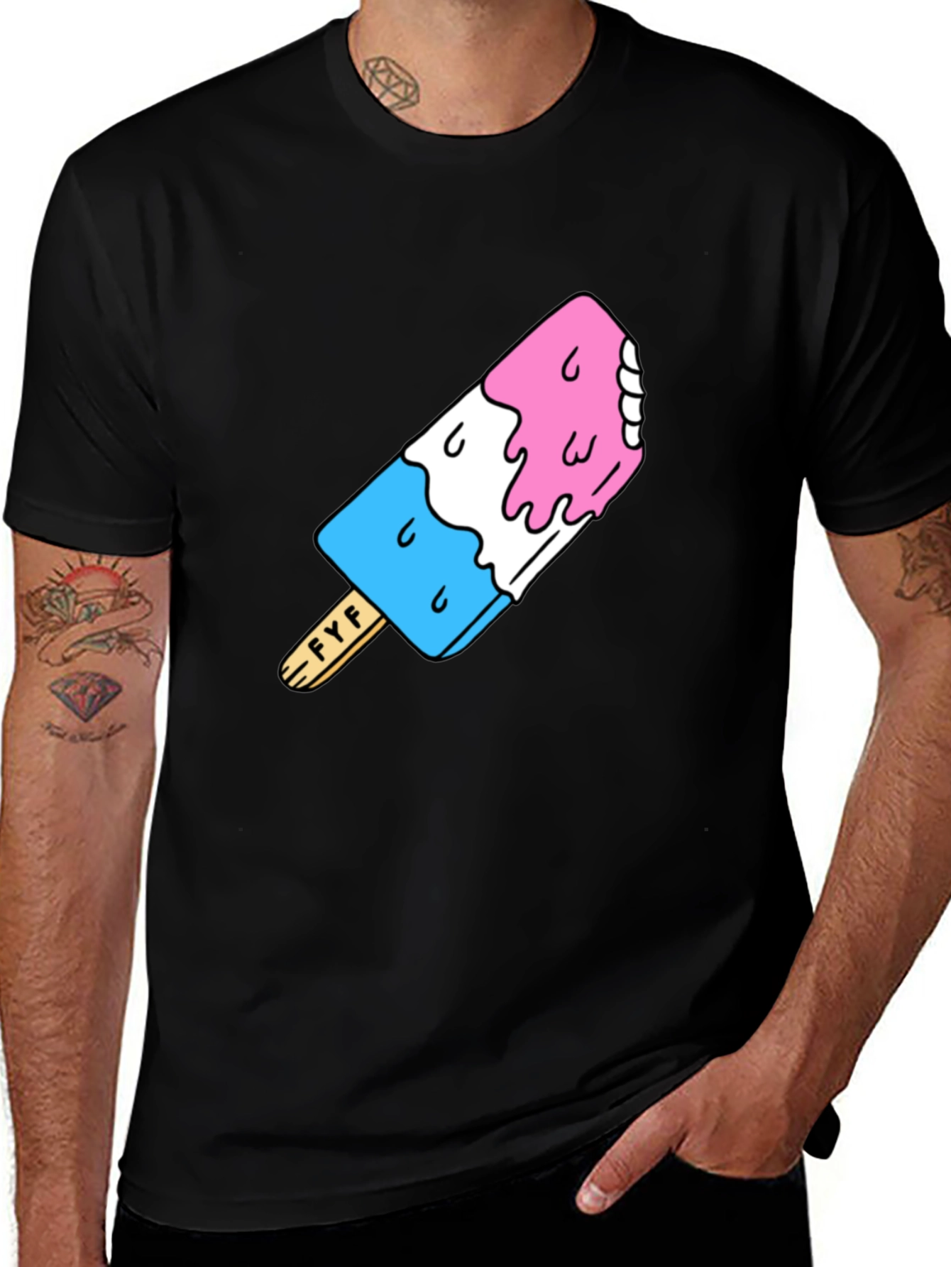 Fun Popsicle Graphic T-Shirt - Black Cotton Tee