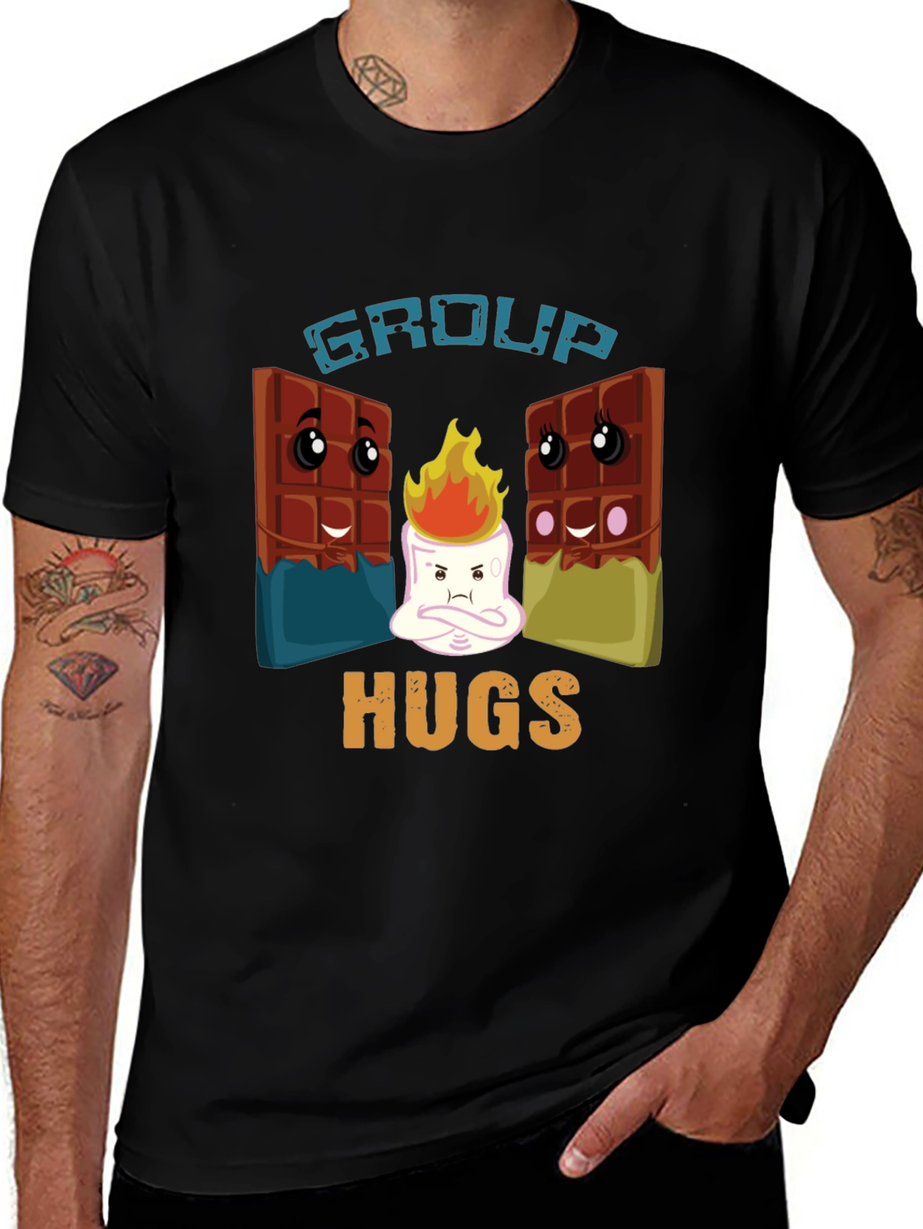 Group Hugs T-Shirt: Marshmallow & Chocolate Fun