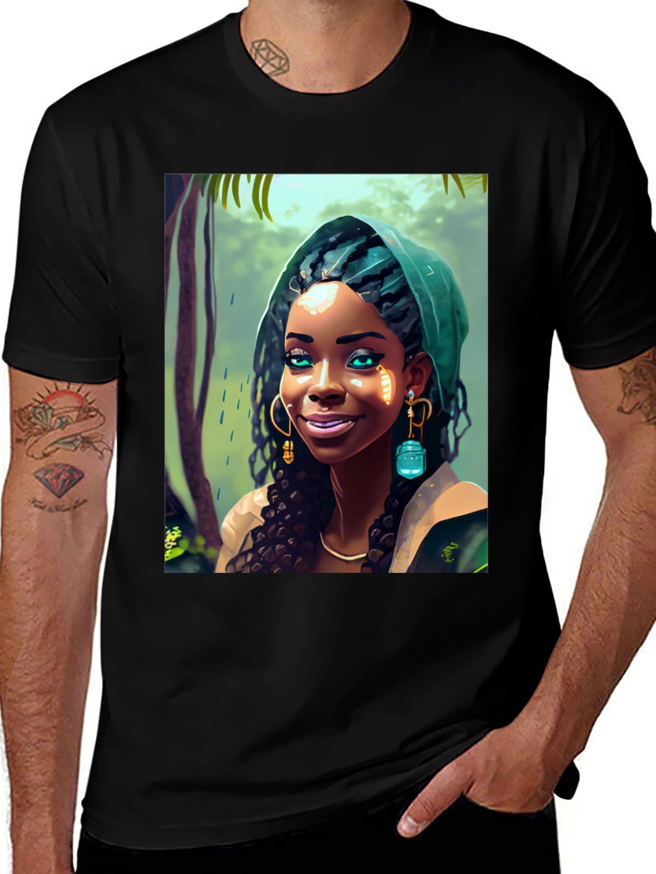 Variant 17 of Artistic Woman Graphic Tee - Black