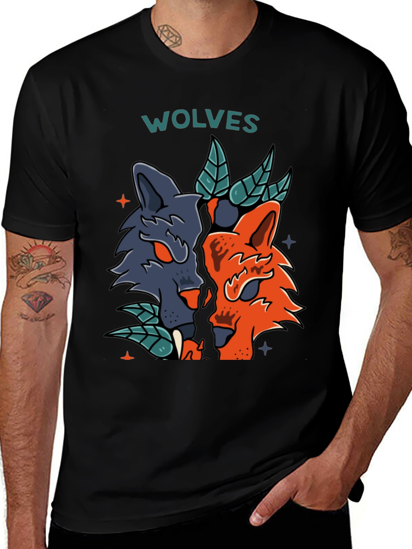 Variant 27 of Two Wolves Graphic Tee - Cool & Unique Design