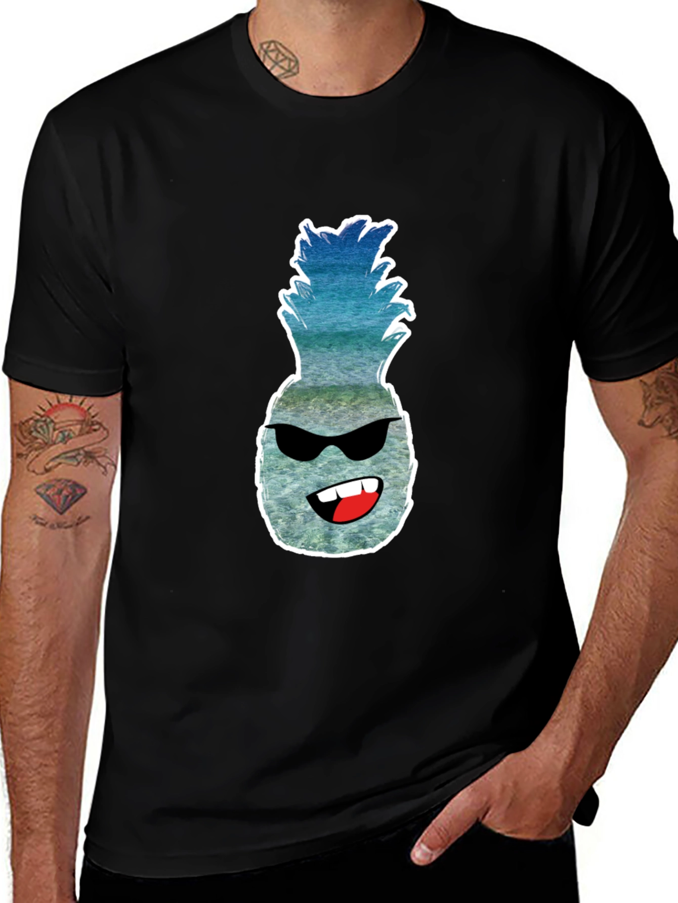 Variant 2 of Cool Pineapple Graphic Tee - Black