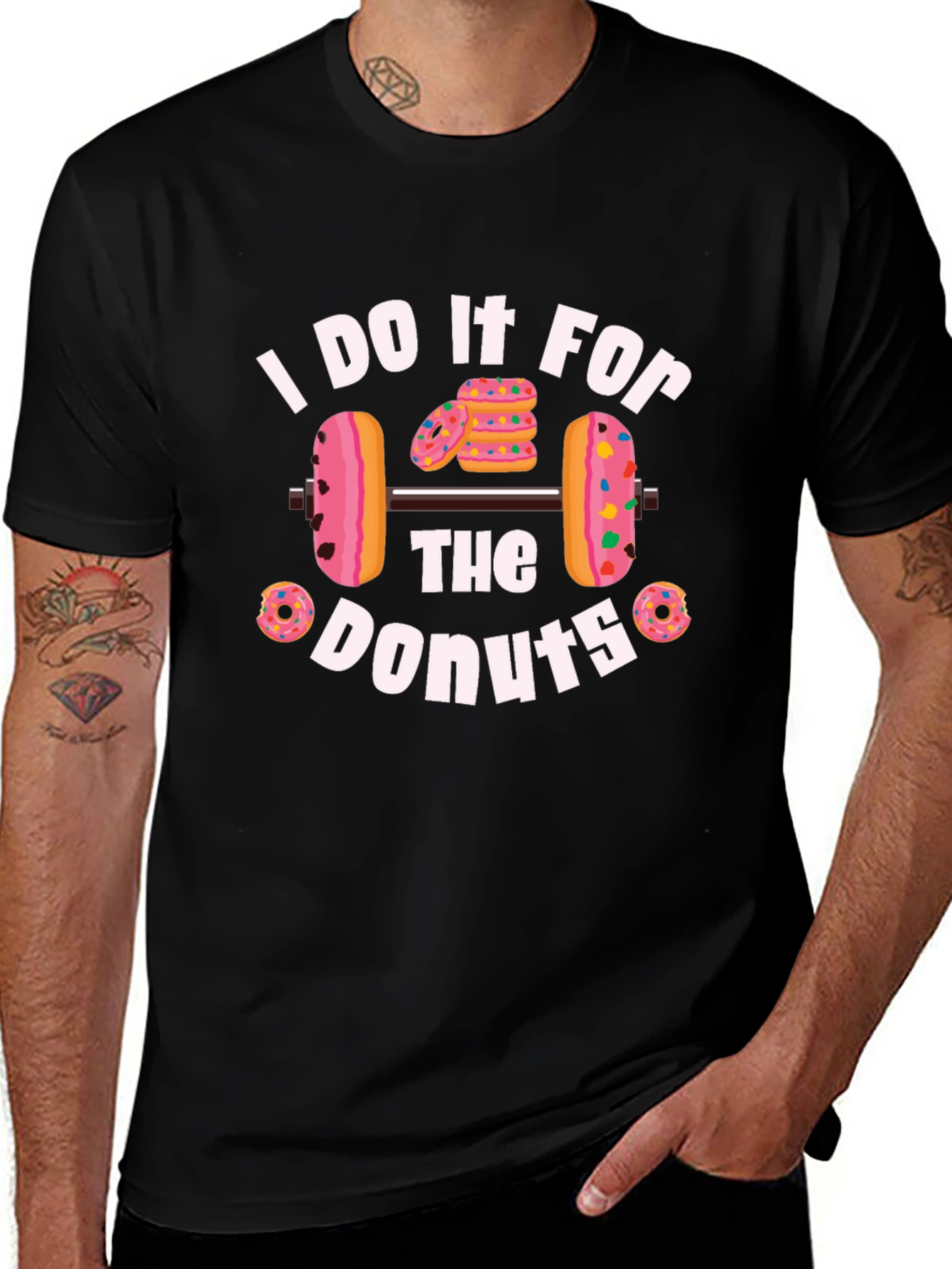 Variant 8 of Donut Weightlifting T-Shirt - Fitness Motivation