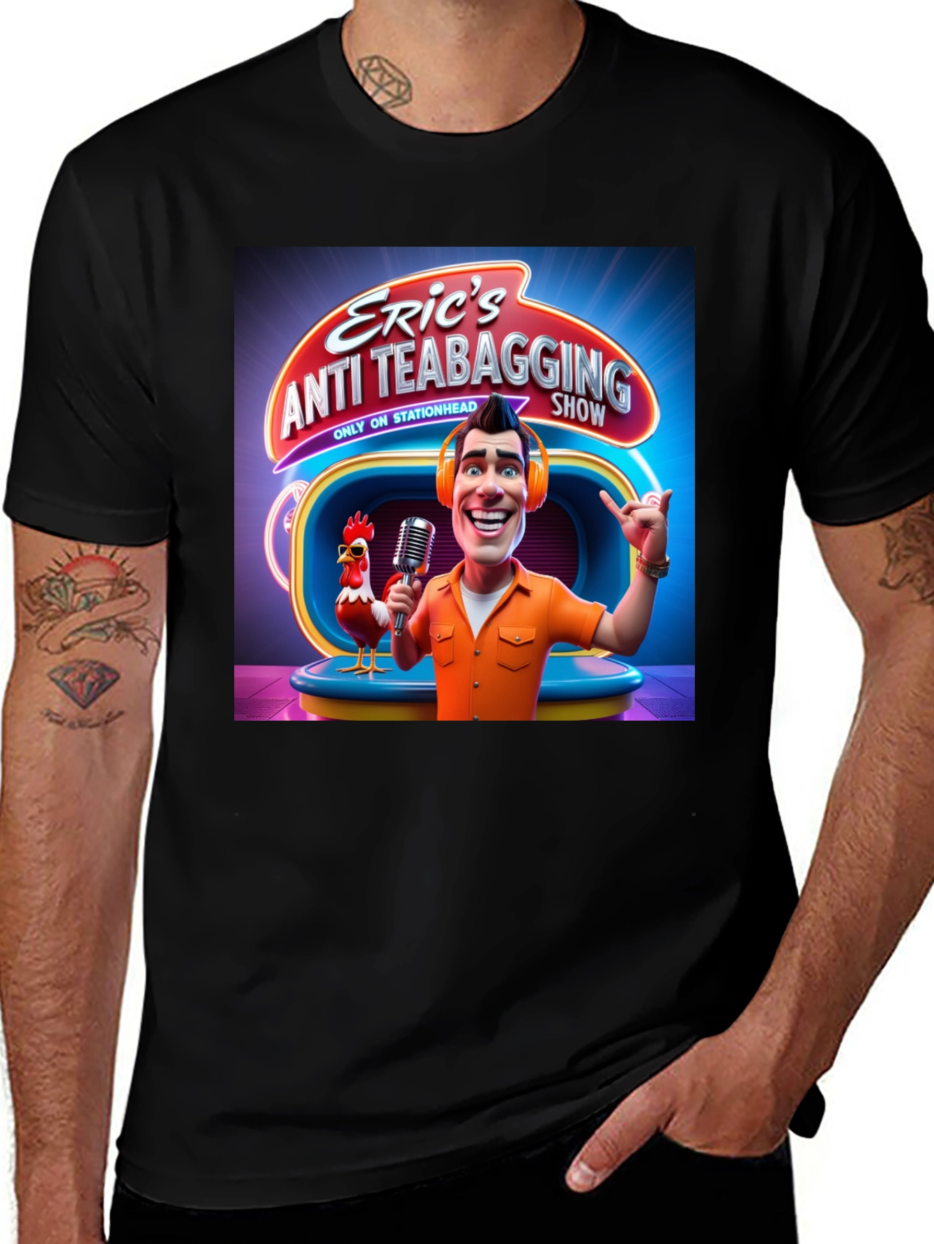 Variant 21 of Eric's Anti Teabagging Show Black T-Shirt