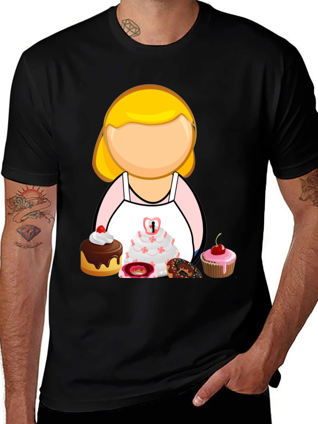 Variant 21 of Baker Woman Cartoon T-Shirt, Pastry Chef Tee