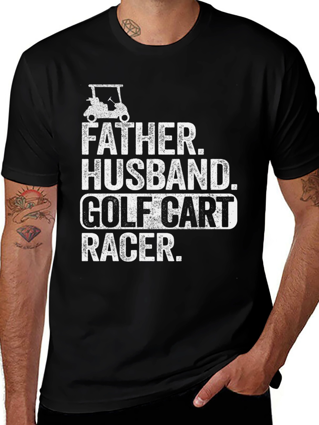 Variant 3 of Father Husband Golf Cart Racer Black T-Shirt