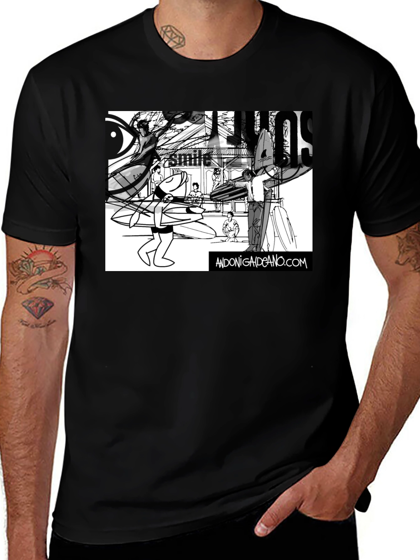 Surf Art T-Shirt - Black Cotton Tee