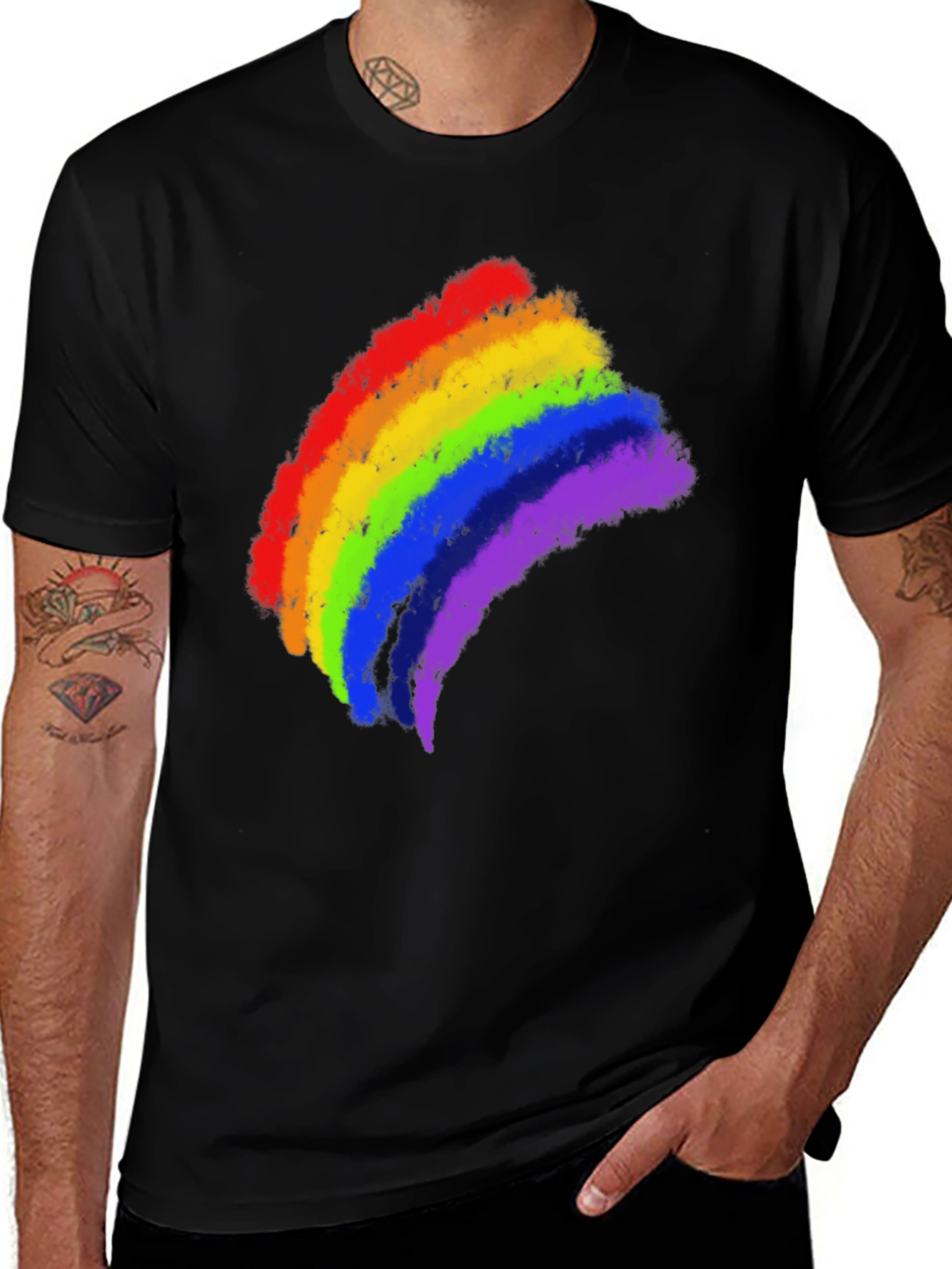 Variant 11 of Rainbow Pride Brushstroke Black T-Shirt