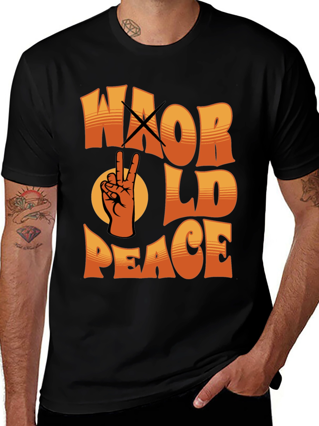 Variant 25 of World Peace Graphic T-Shirt - Black