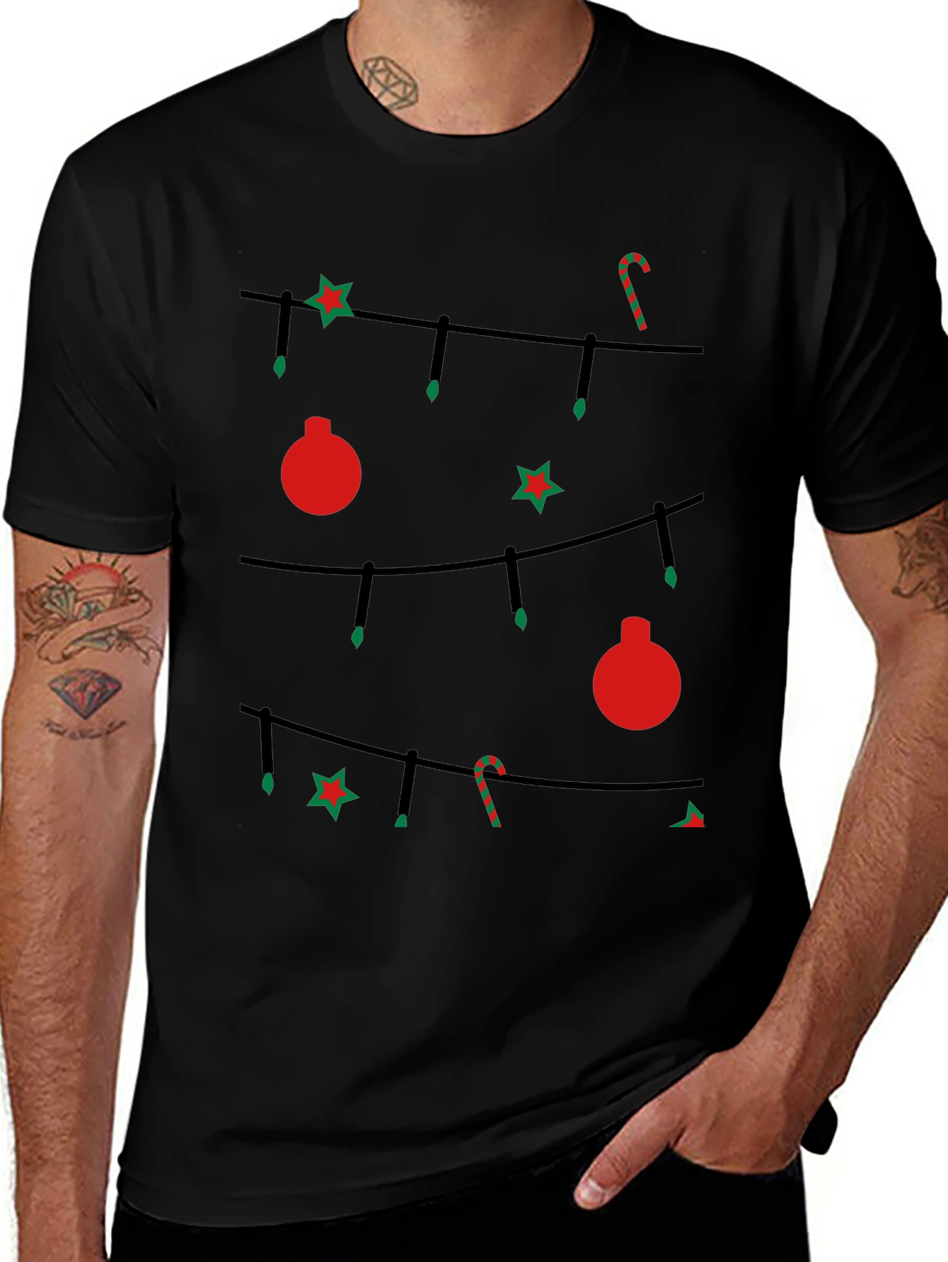 Festive Christmas Lights Graphic Tee
