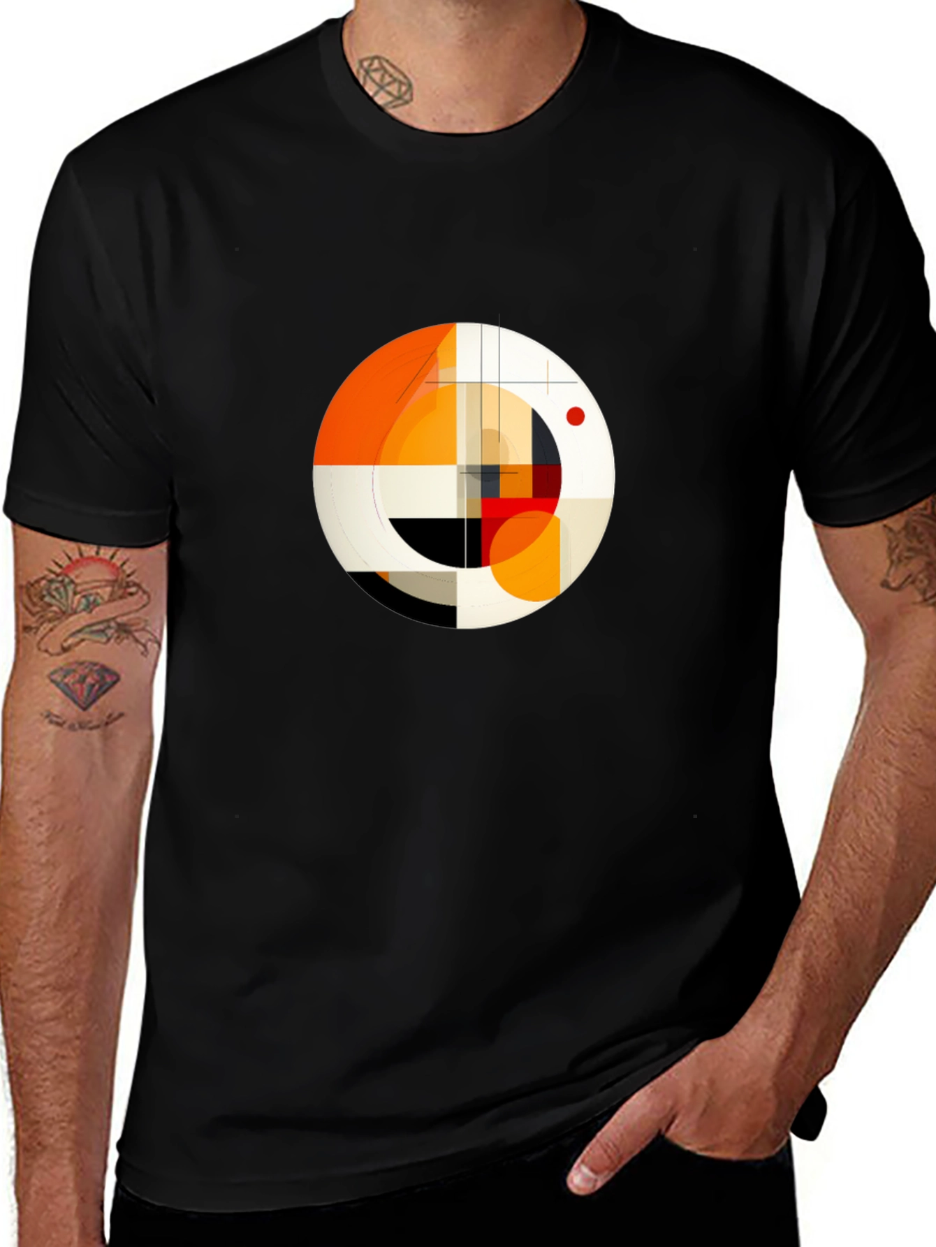 Variant 24 of Abstract Geometric Circle Graphic Print Tee - Modern Art Shirt