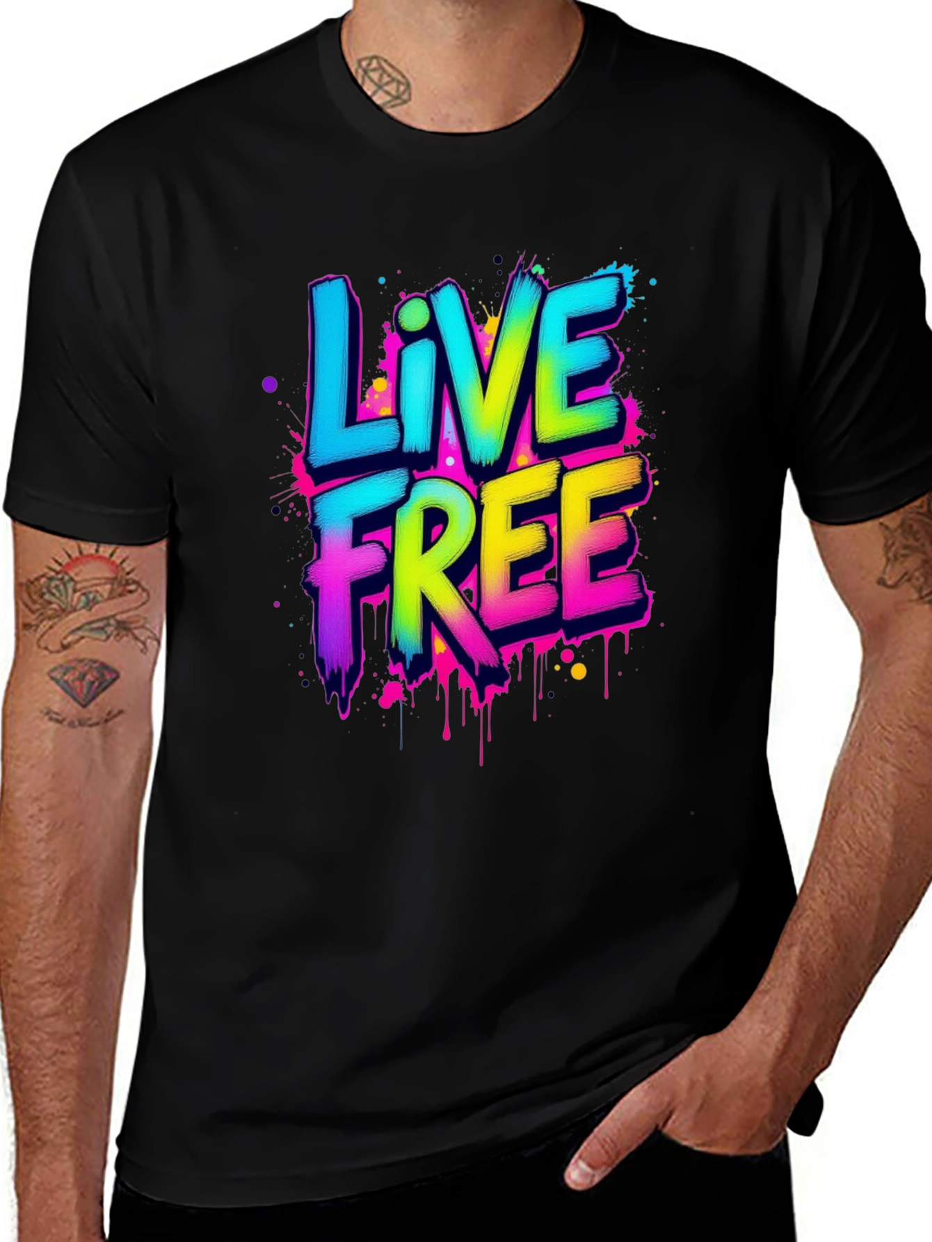 Variant 8 of Live Free Graphic Tee - Men's Black T-Shirt