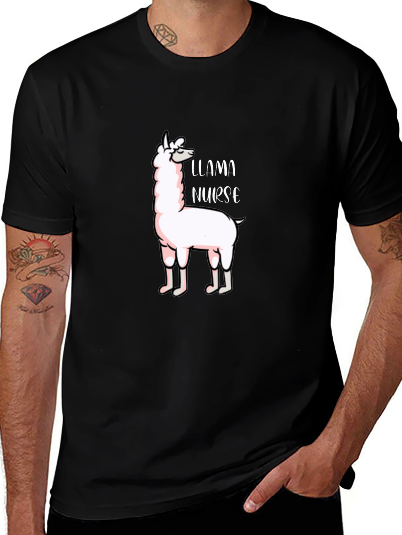 Variant 4 of Llama Nurse Graphic T-Shirt - Funny Animal Tee